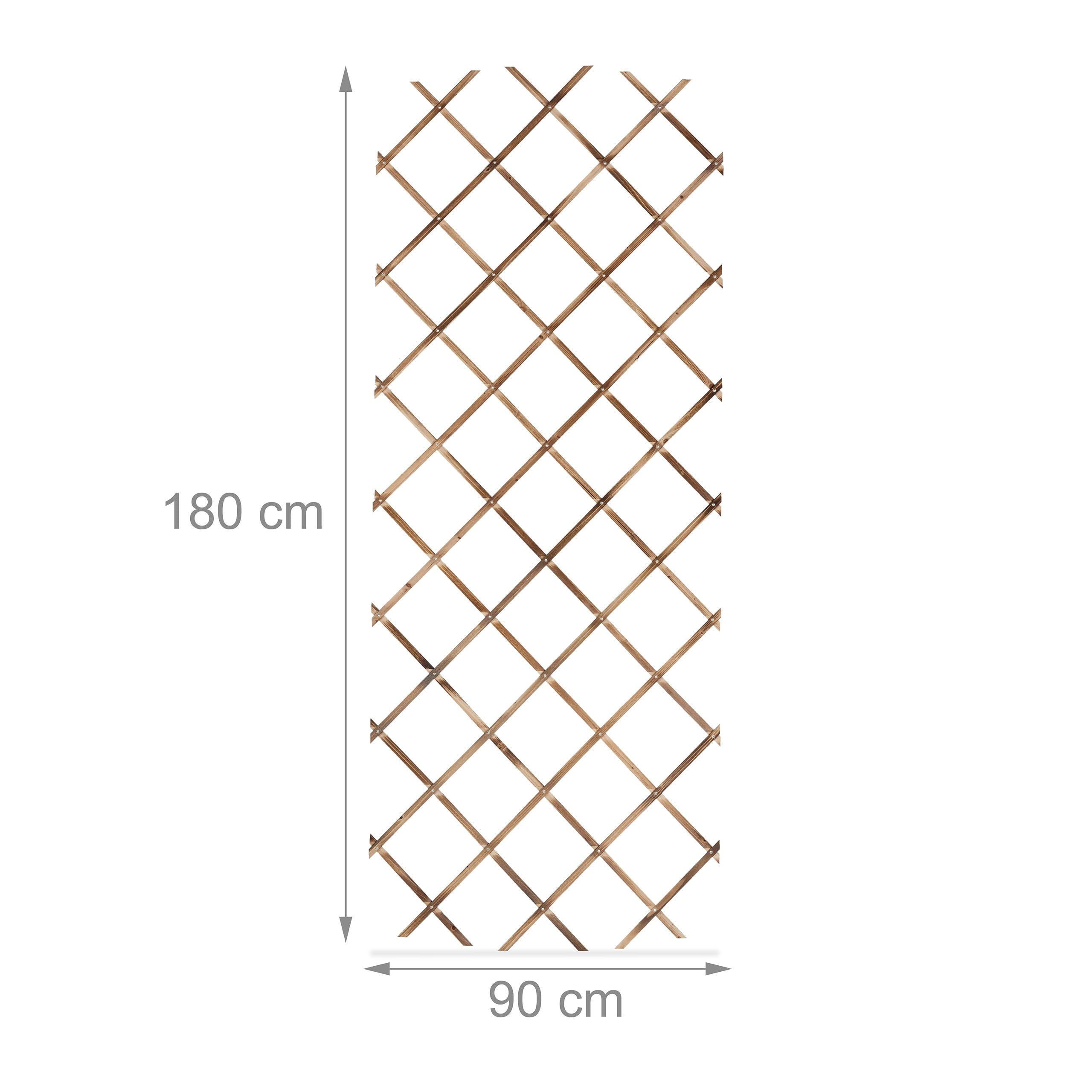 Relaxdays Rankgitter ausziehbar, 3er Set, 180x90 cm, Holz, Rankhilfe Kletterpflanzen, Holzgitter Wand, Spalier, geflammt