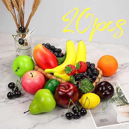 Miniatura 2 de Paquete de frutas artificiales, frutas falsas para decoración del hogar, juego de frutas de simulación, decoración de fiesta de Navidad, modelo de