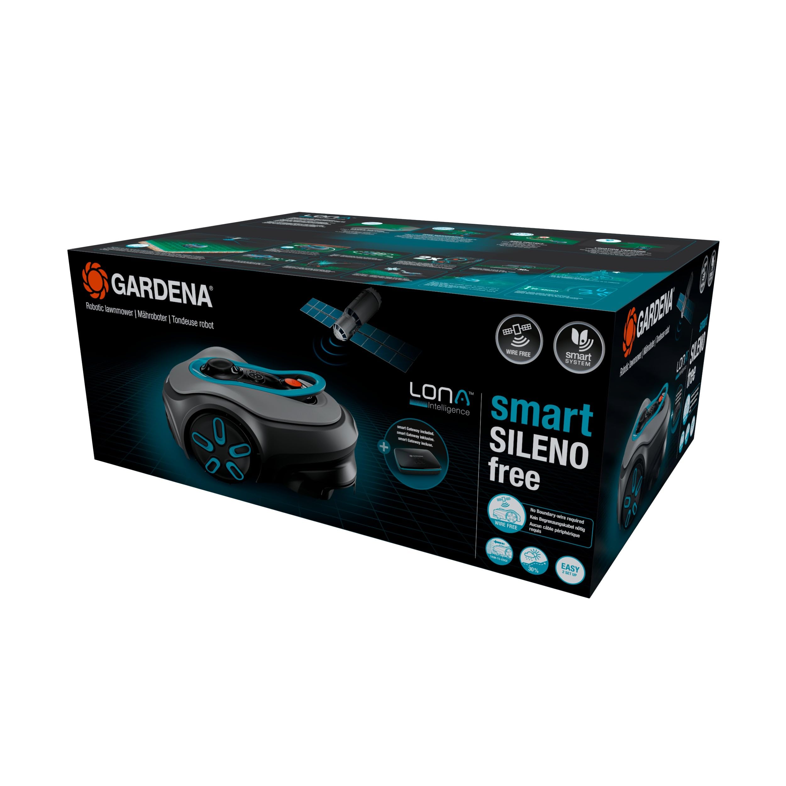 Gardena smart SILENO Free Set 600 m² Mähroboter, kabellos, für Rasenflächen bis 600 m², LONA Intelligence, ohne Begrenzungskabel, leiser Betrieb, intelligenter Mäher mit App Steuerung (19921-20)