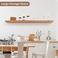 Vista 8 de Axeman Estantes flotantes de madera de olmo rústico para pared, estante de pared de 48 x 8 pulgadas de profundidad con soporte invisible, estantes