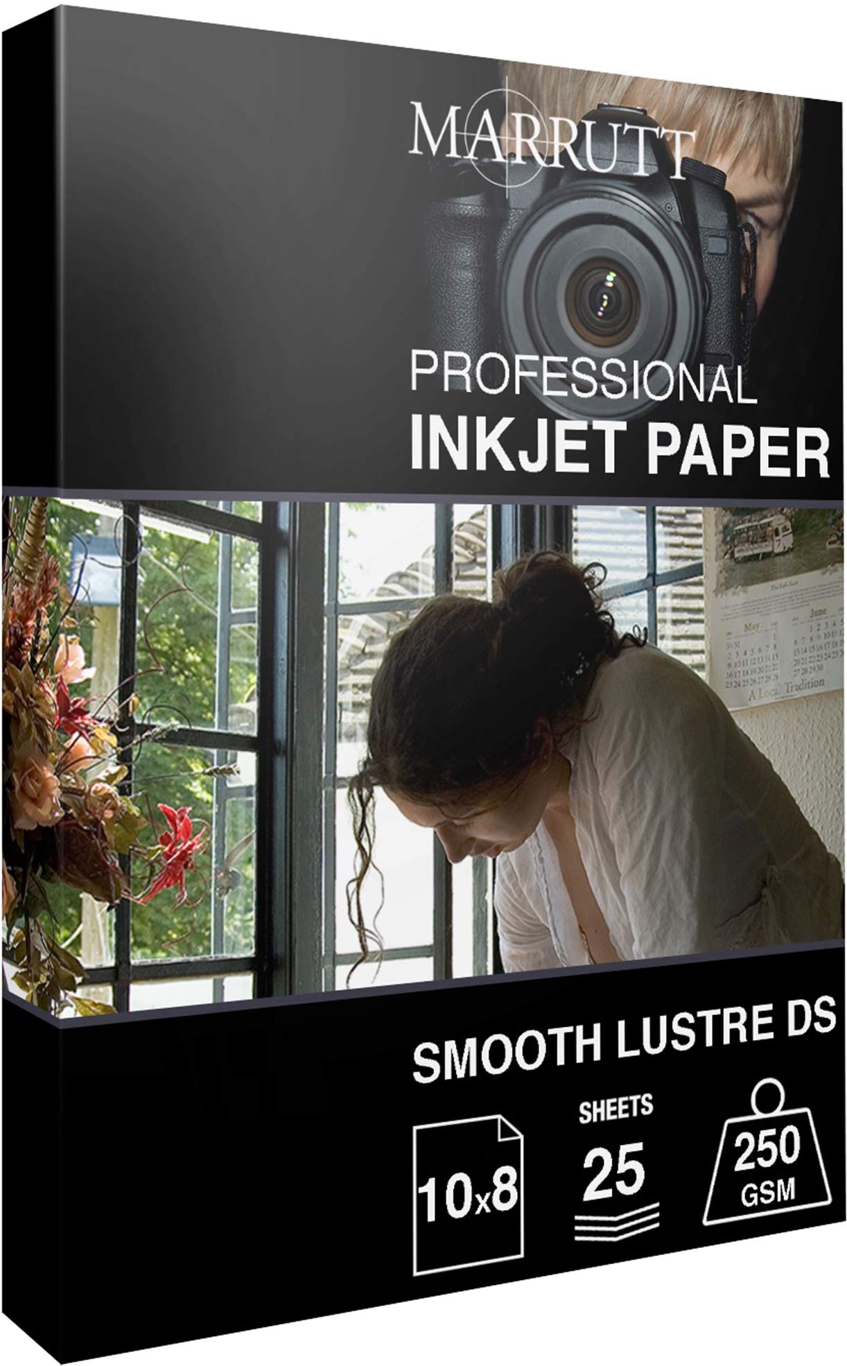 Marrutt 250gsm Smooth Lustre Double Sided Inkjet Photo Paper: 10" x 8" - 25 Sheets