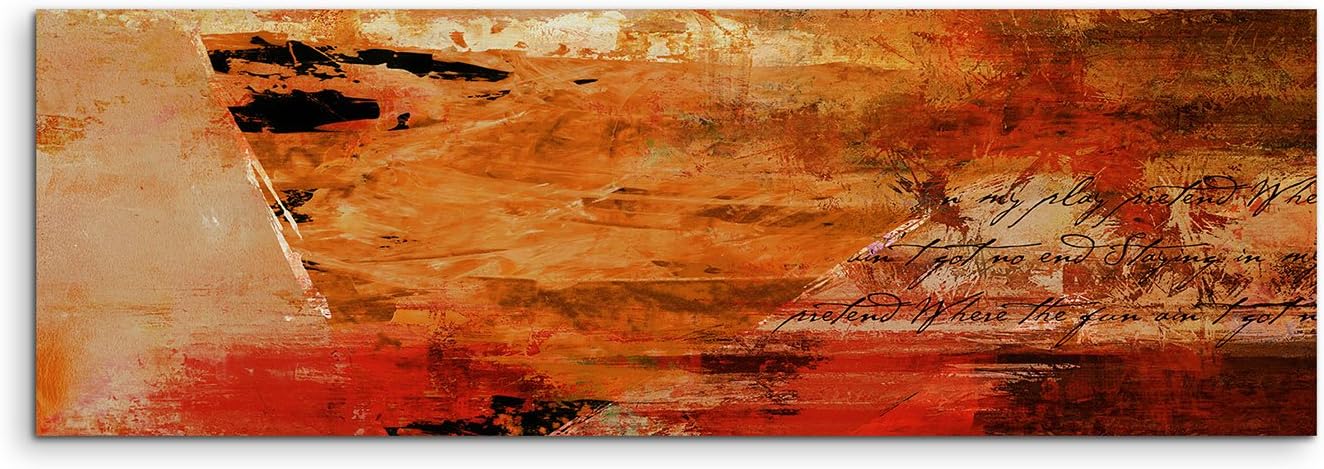 150 x 50 cm Panoramic Picture Abstract Canvas Art Print Wall Picture Painting Grunge Red Orange Beige