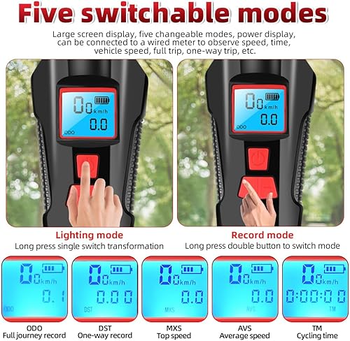 Miniatura 5 de Juego de 6 luces LED multifuncionales impermeables superbrillantes para bicicleta, carga USB, faro delantero de bicicleta y luz trasera trasera,