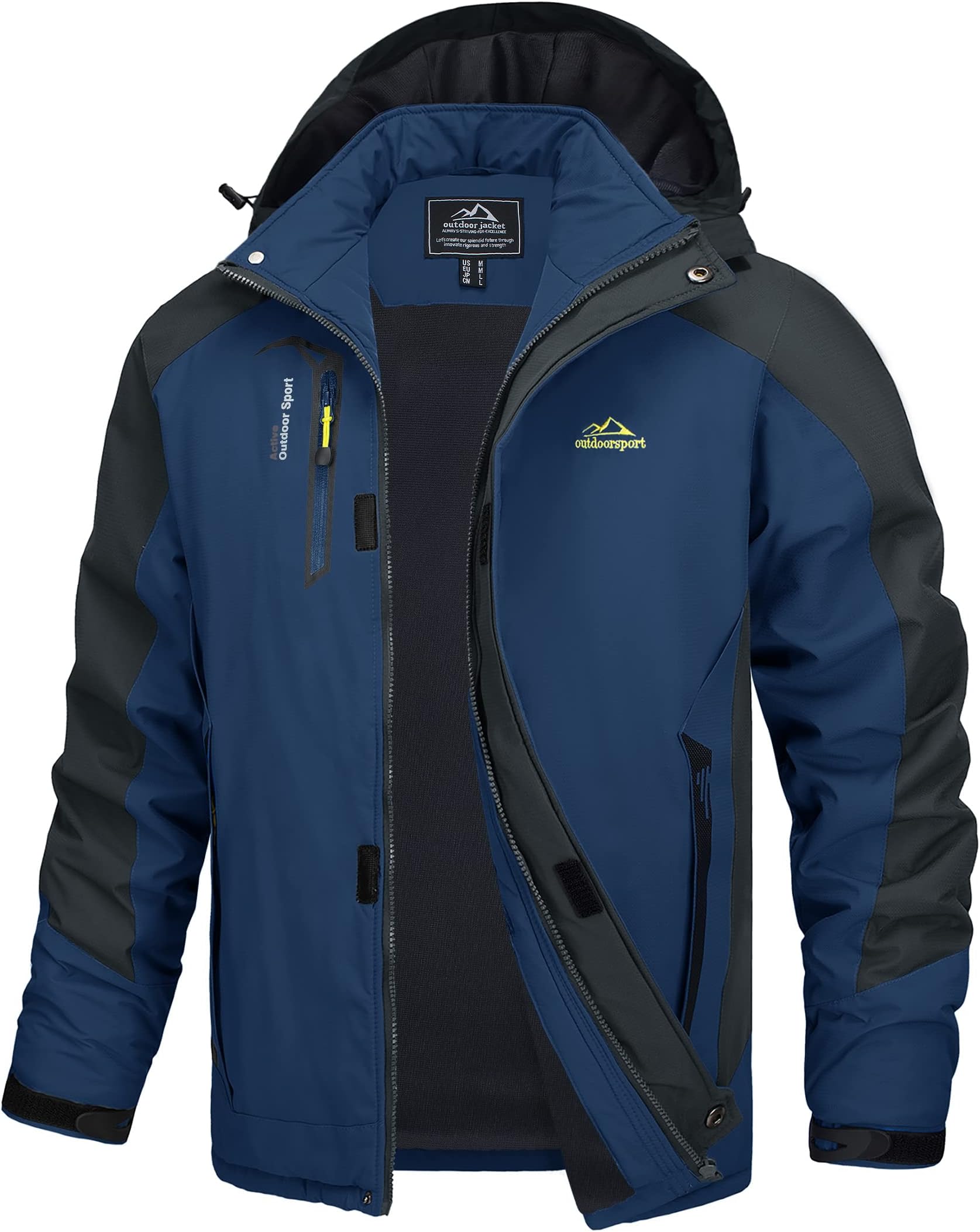 TACVASEN Mens Waterproof Jacket Lightweight Fishing Hiking Outdoor Rain
