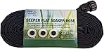 Rocky Mountain Goods 25 Foot Flat Soaker Hose - Heavy Duty Double Layer Design - Saves 70% Water - Consistent Drip Throughout Hose - Garden/Vegetable Safe - Includes 3 Pressure Reducing Discs