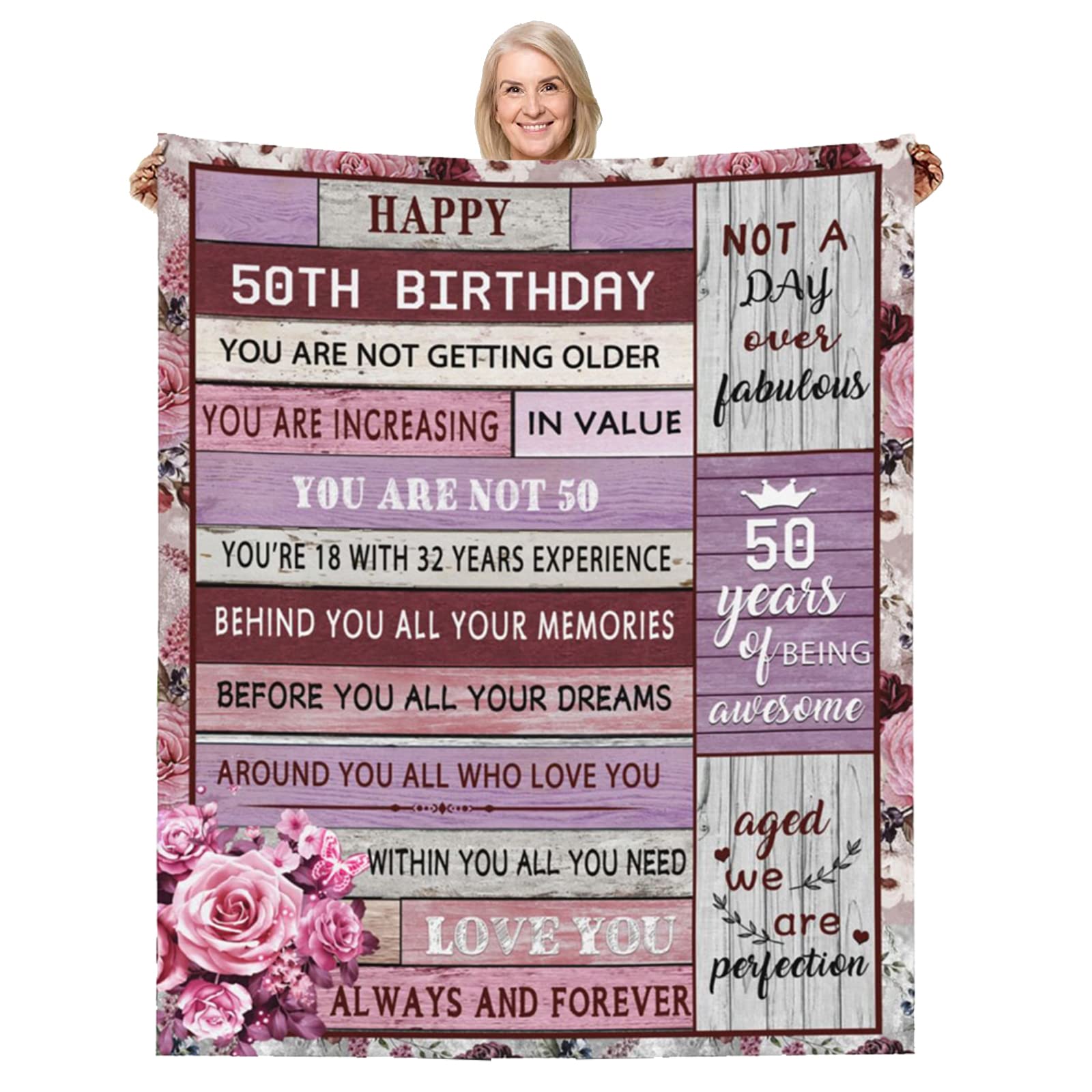 50th Birthday Gifts for Women, 50th Birthday Throw Blankets 50x60 Inch 50th Birthday Gifts Ideal for Her Him, 1975 Bed Blanket Gift for Parents Wife
