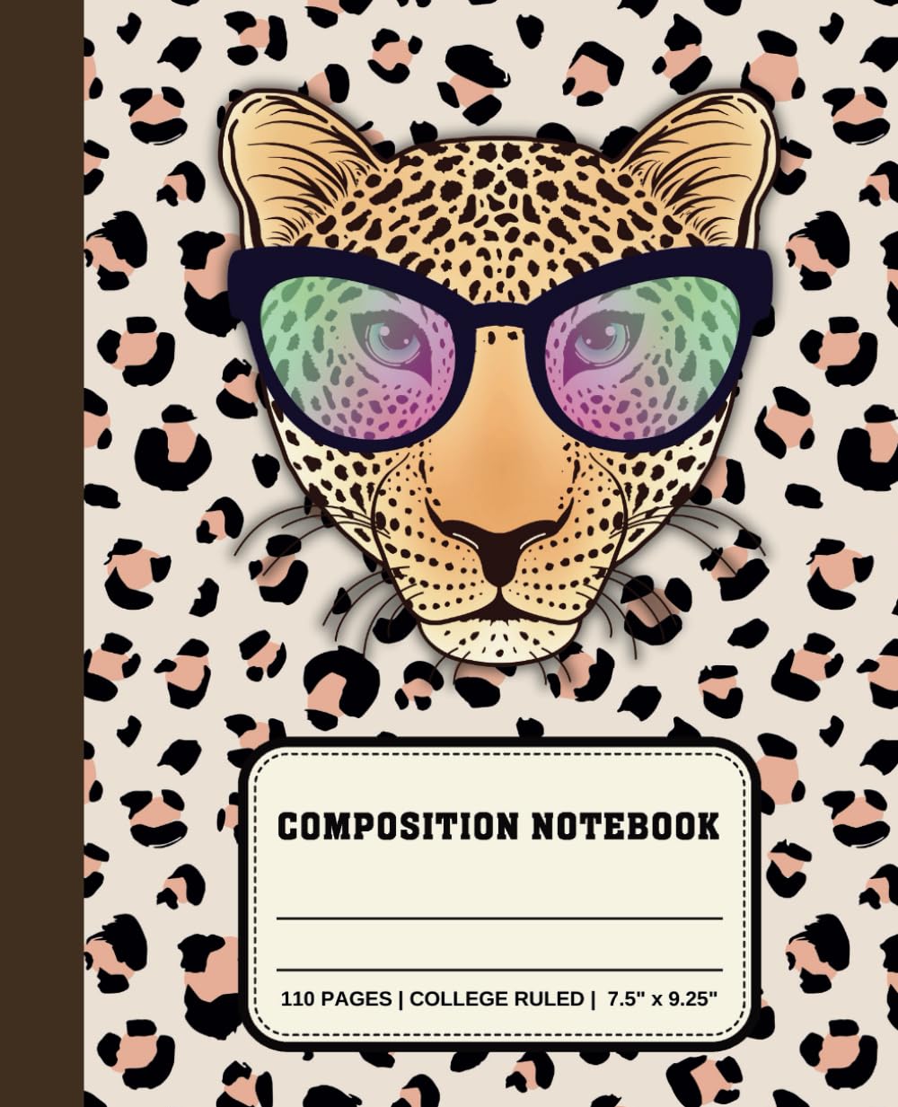 Cahier de composition léopard avec 110 pages lignées College Ruled
