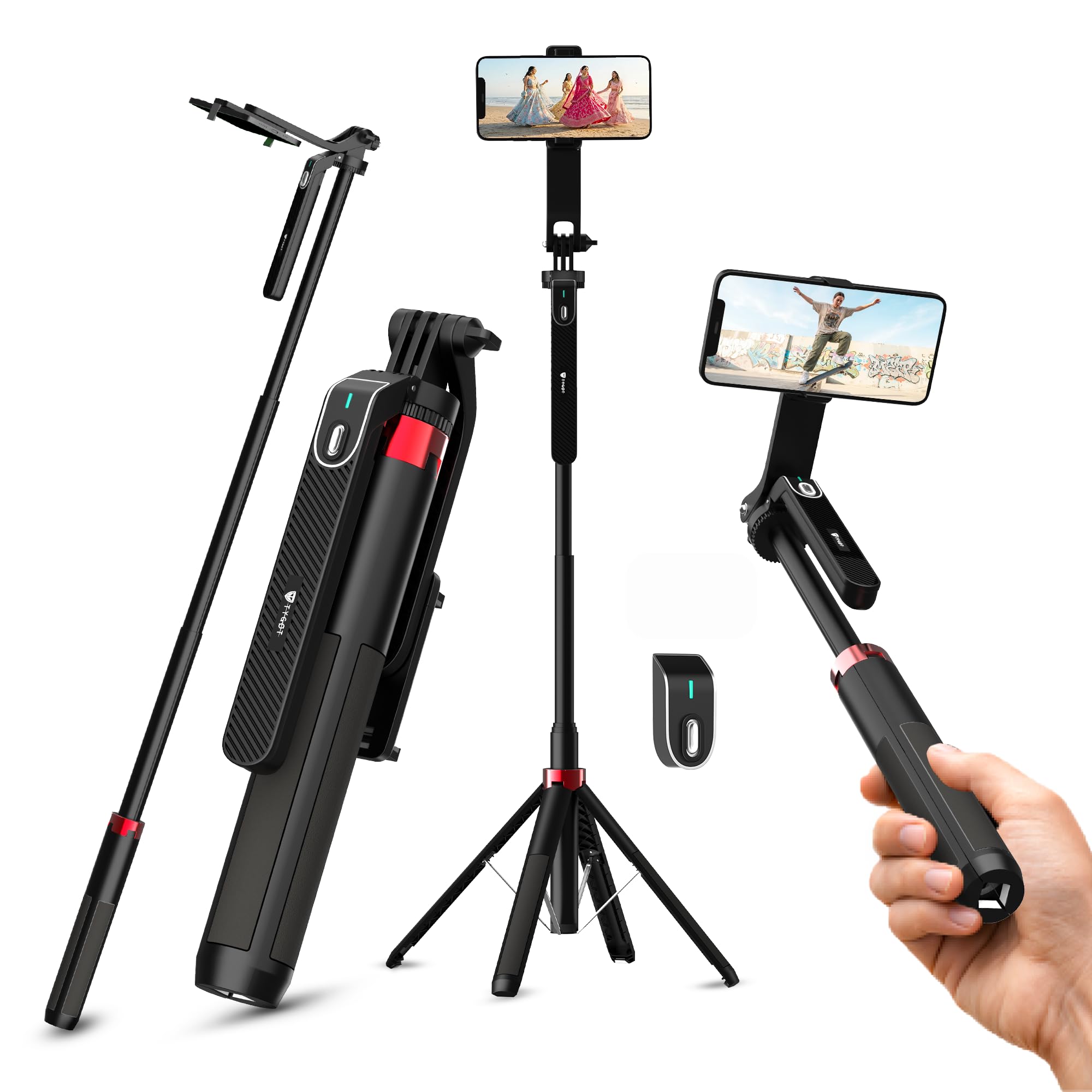 Tygot T-185 Selfie Stick 68 inch (172 cm) for Mobile with Tripod Stand, Detachable Bluetooth Remote, 360° Rotating Head, Adjustable Phone Holder, Extendable Selfie Stick for Photography & Vlogging-image-25