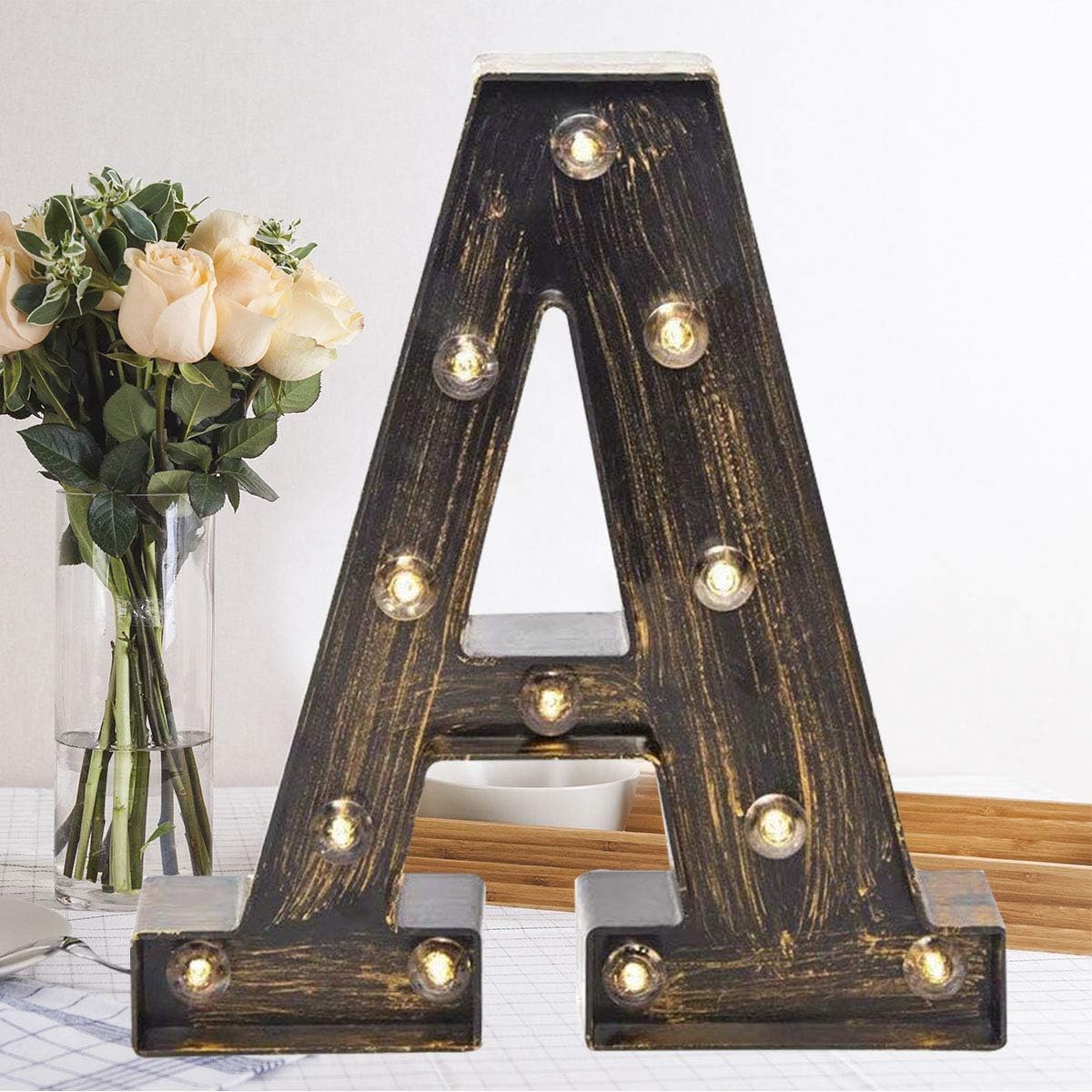 LED Letter Lights,Alphabet Light Up Sign, Battery Operated Decorative Letters for Home, Wedding, Party, Bar & Cafe Decor (A)