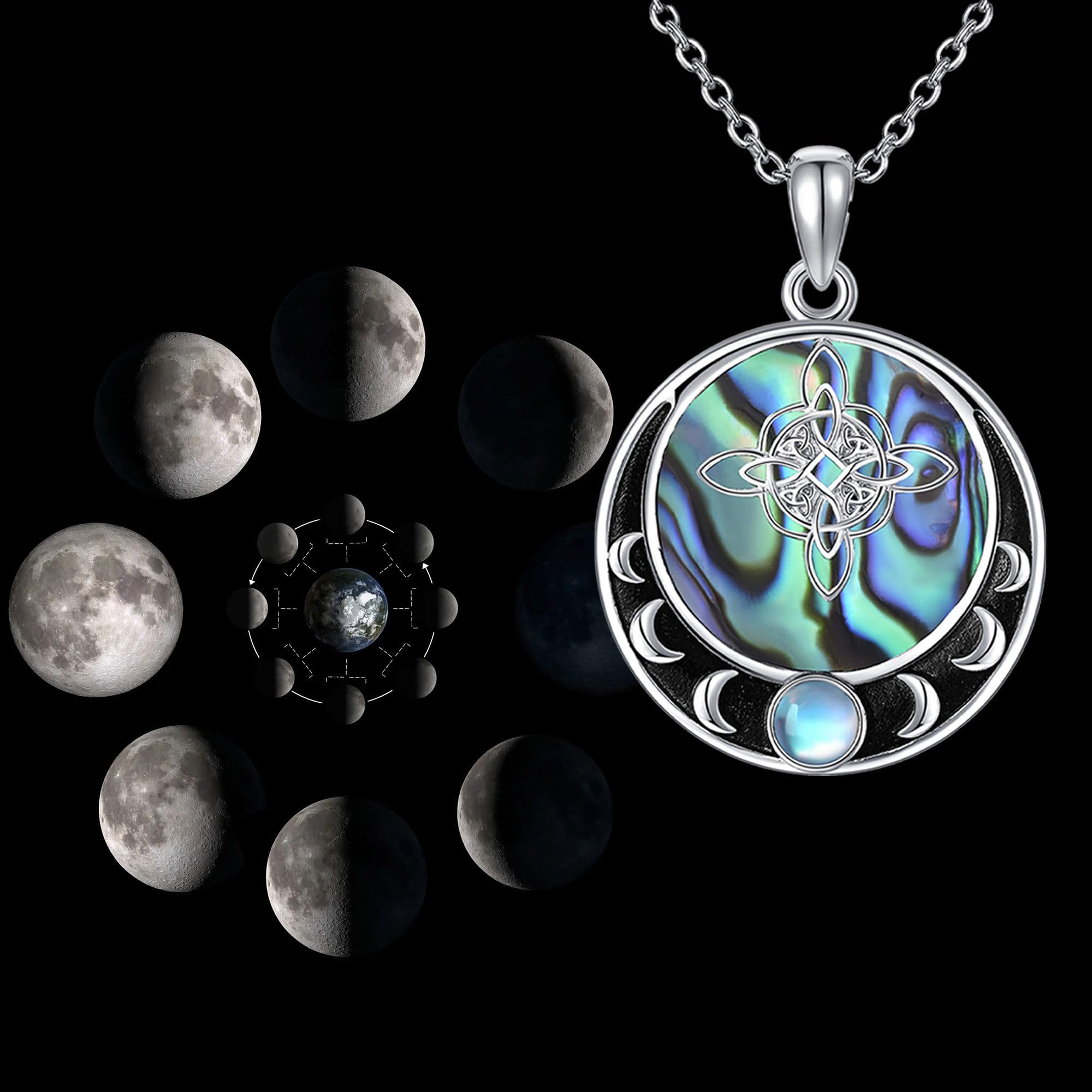 JERWLI Hexe Knoten Halskette 925 Sterling Silber Hexe Knoten Kette Anhänger Schmuck Geschenke für Frauen Mädchen