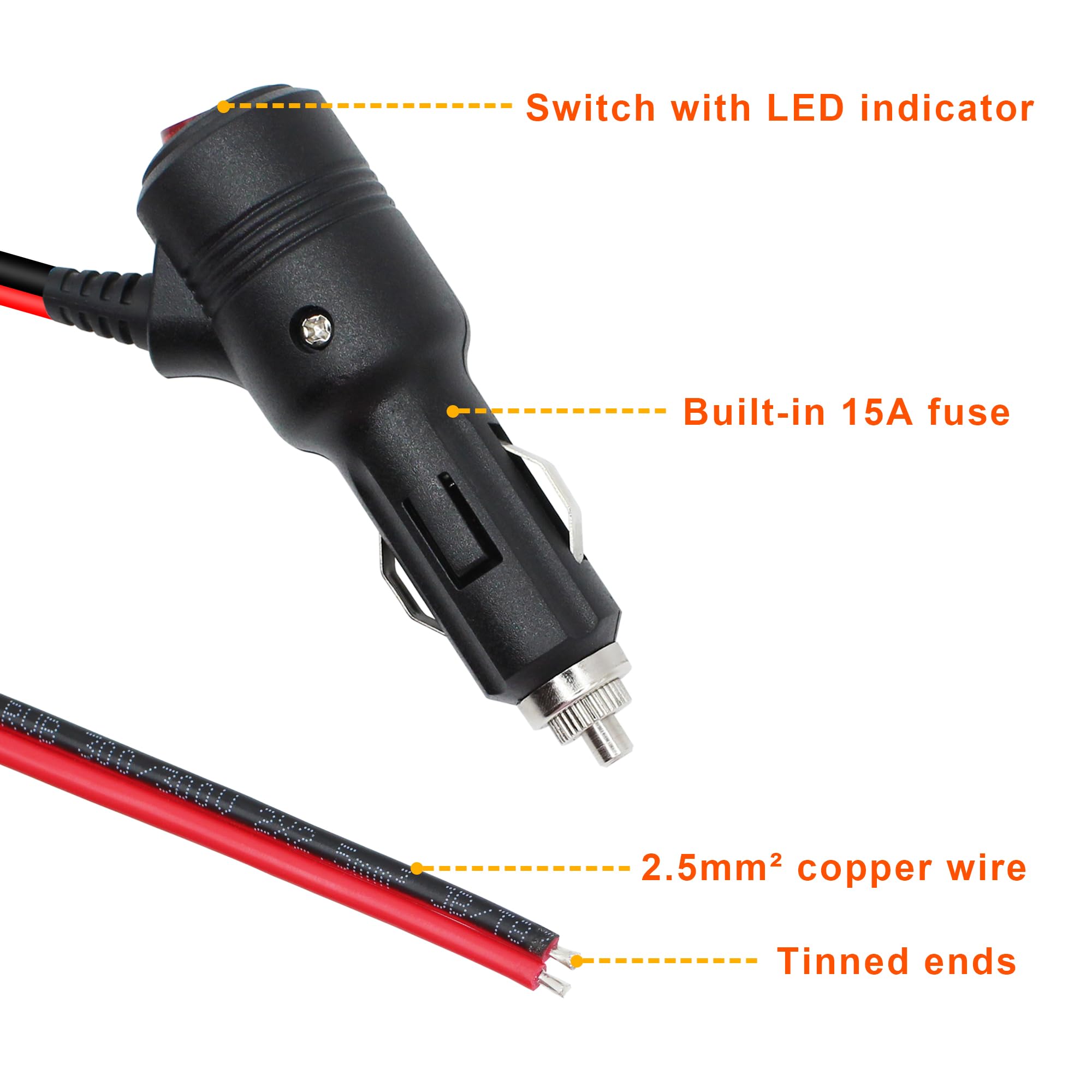 Amazon.co.jp: Xilaghy 12V ヒューズ付きシガレットライターオス