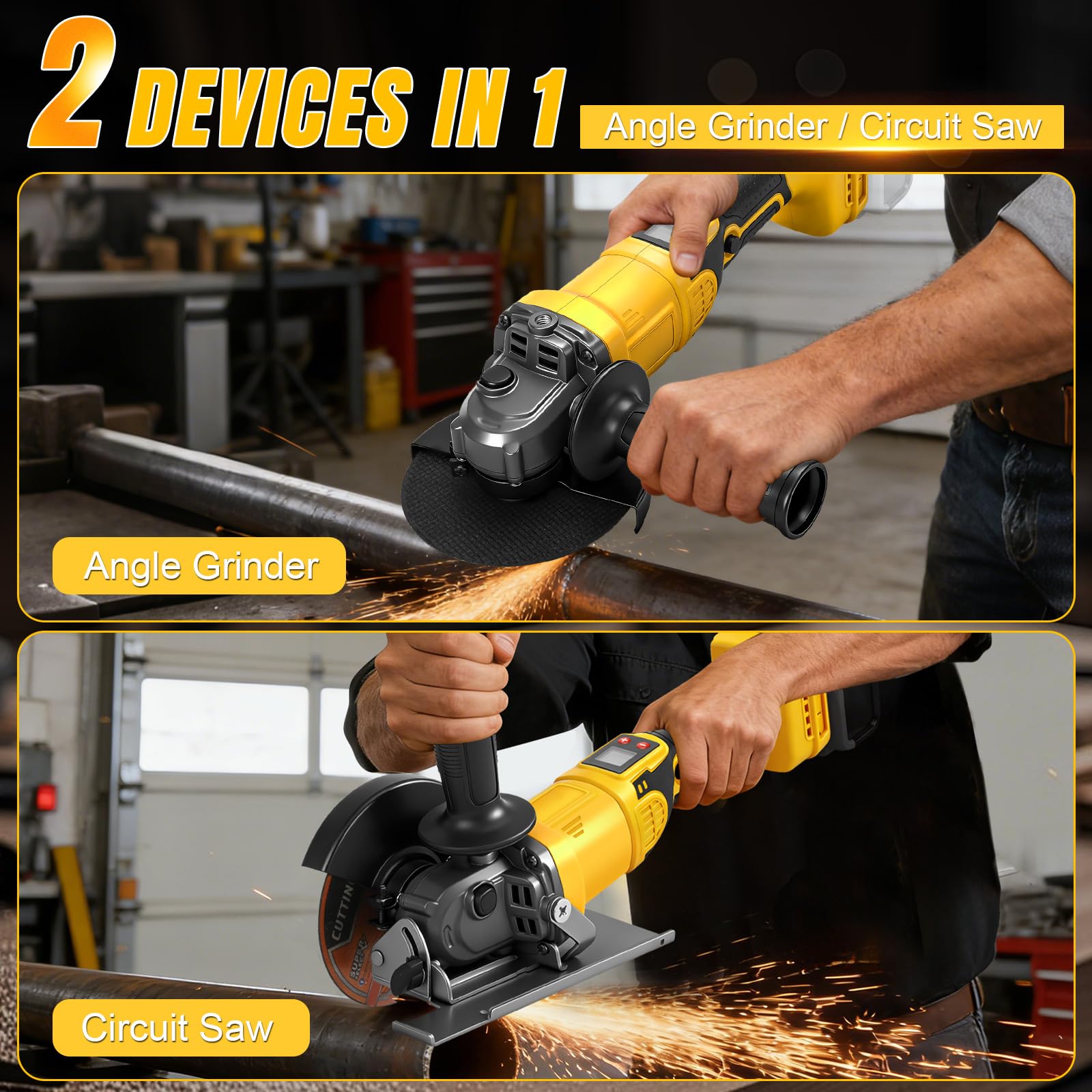 WingFly Amoladora angular a batería para Dewalt 18V, 20V, lijadora inalámbrica profesional, 125mm, motor sin escobillas, protección de disco, para eliminar pintura y mortero (sin batería, sin cargador
