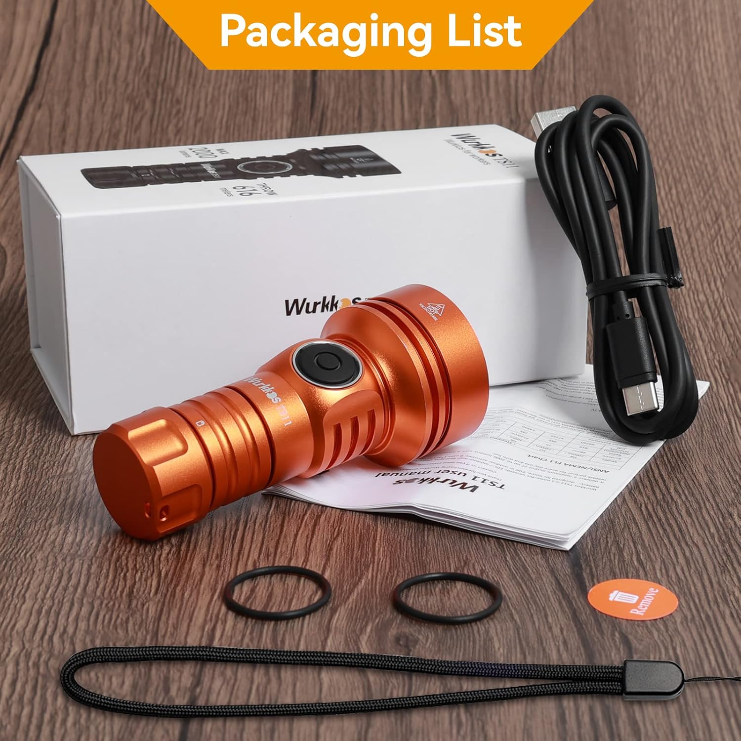 Wurkkos TS11 EDC Flashlight Rechargeable,Super Bright Led Pocket Flashlight with 616M Beam Distance,Compact LED Flashlight with Anduril 2.0 UI and SFT40 Led (Orange)