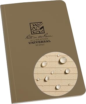 Rite in the Rain Weatherproof Soft Cover Notebook, 4.625" x 7.25", Tan Cover, Universal Pattern No. 974T