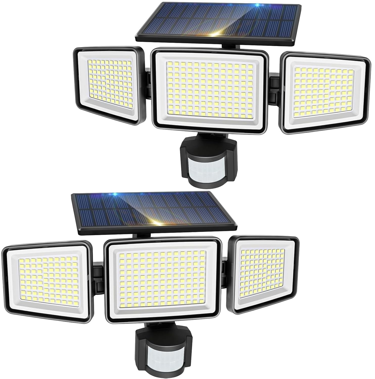 nipify 302LED Solarlampen für Außen mit Bewegungsmelder 2 Stück,Solarleuchten Aussenleuchte 3 Modi IP65 Wasserdichte 270°Beleuchtungswinkel Solar Lampe Outdoor für Garten Garage Terrasse