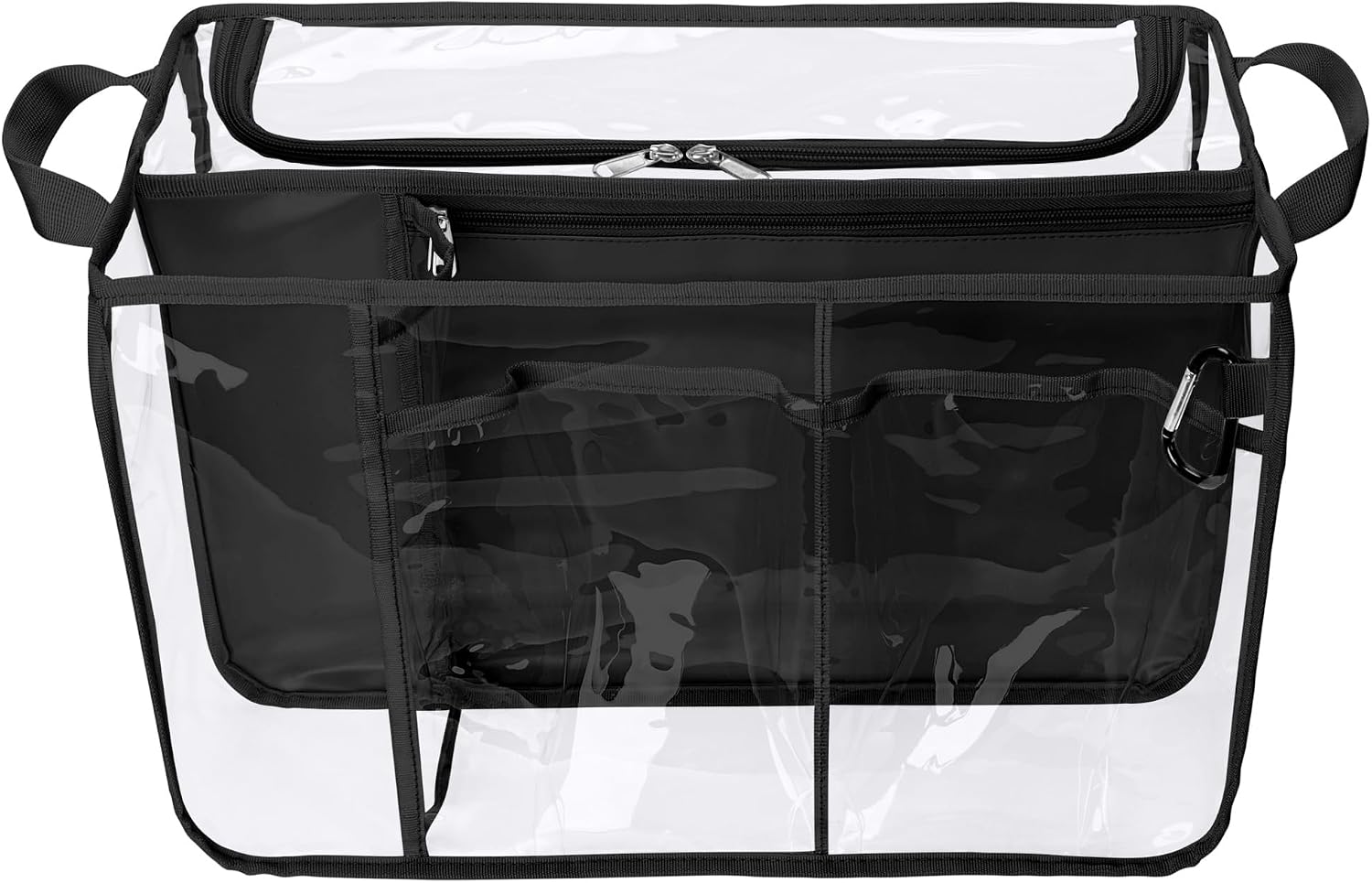 Rexmica Clear Beach Bag Organizer Insert Compatible with BOGG BAG Original X Large, Zipper Organizer Liner Compatible with BOGG BAG Original X Large, Insert Divider Pouch with 2 Compartments, Black