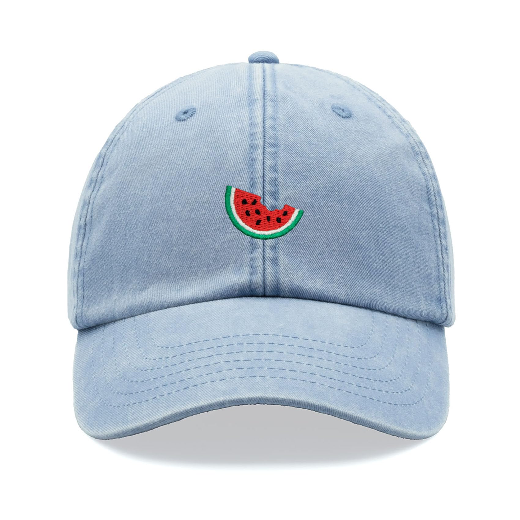 Cap Base Unisex Light Blue Watermelon Slice Baseball Cap Vintage Washed Dad Hat Low Profile Adjustable