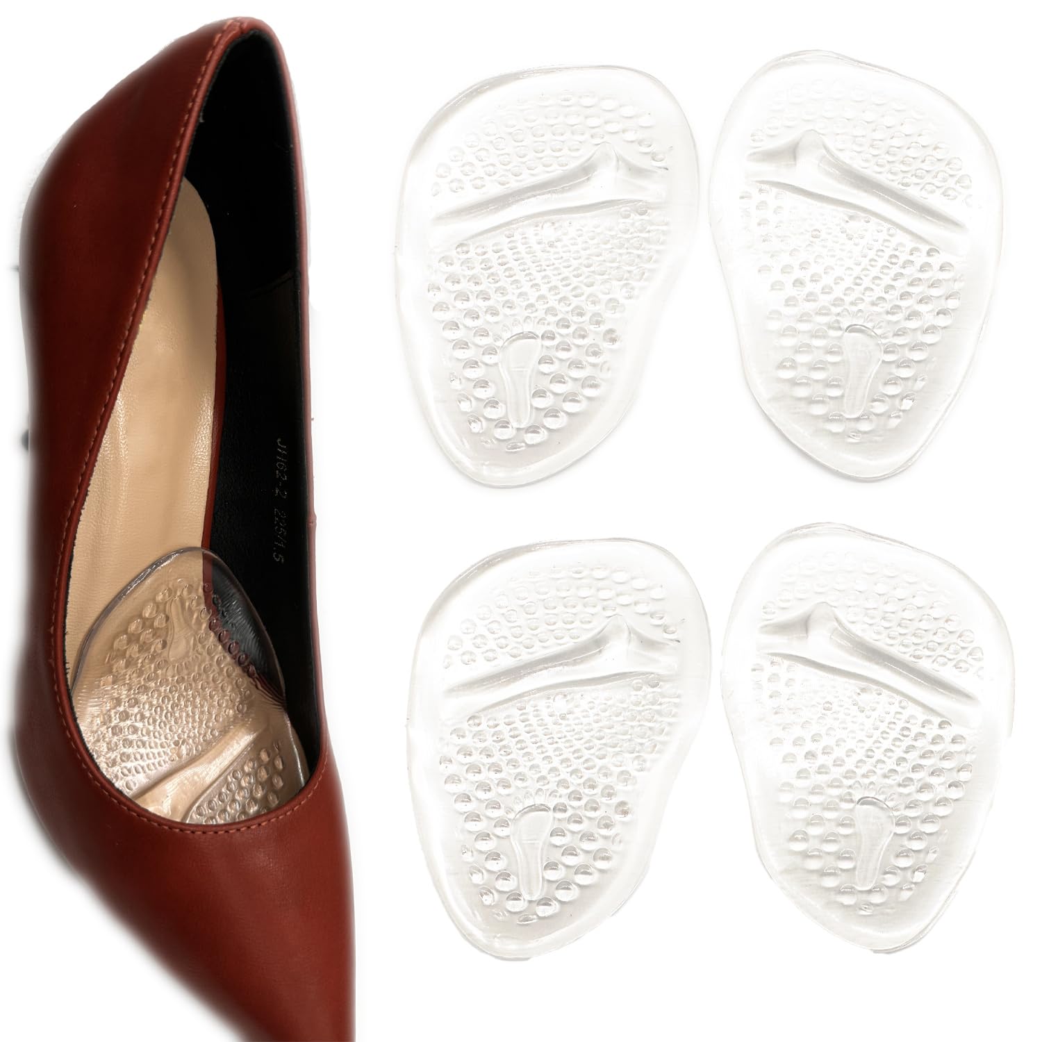 Metatarsal Pads-Ball of Foot Cushions for Women- Soft Gel Insole- - Shoe Inserts - Foot Pain Relief Forefoot Cushion (Clear-2pairs)