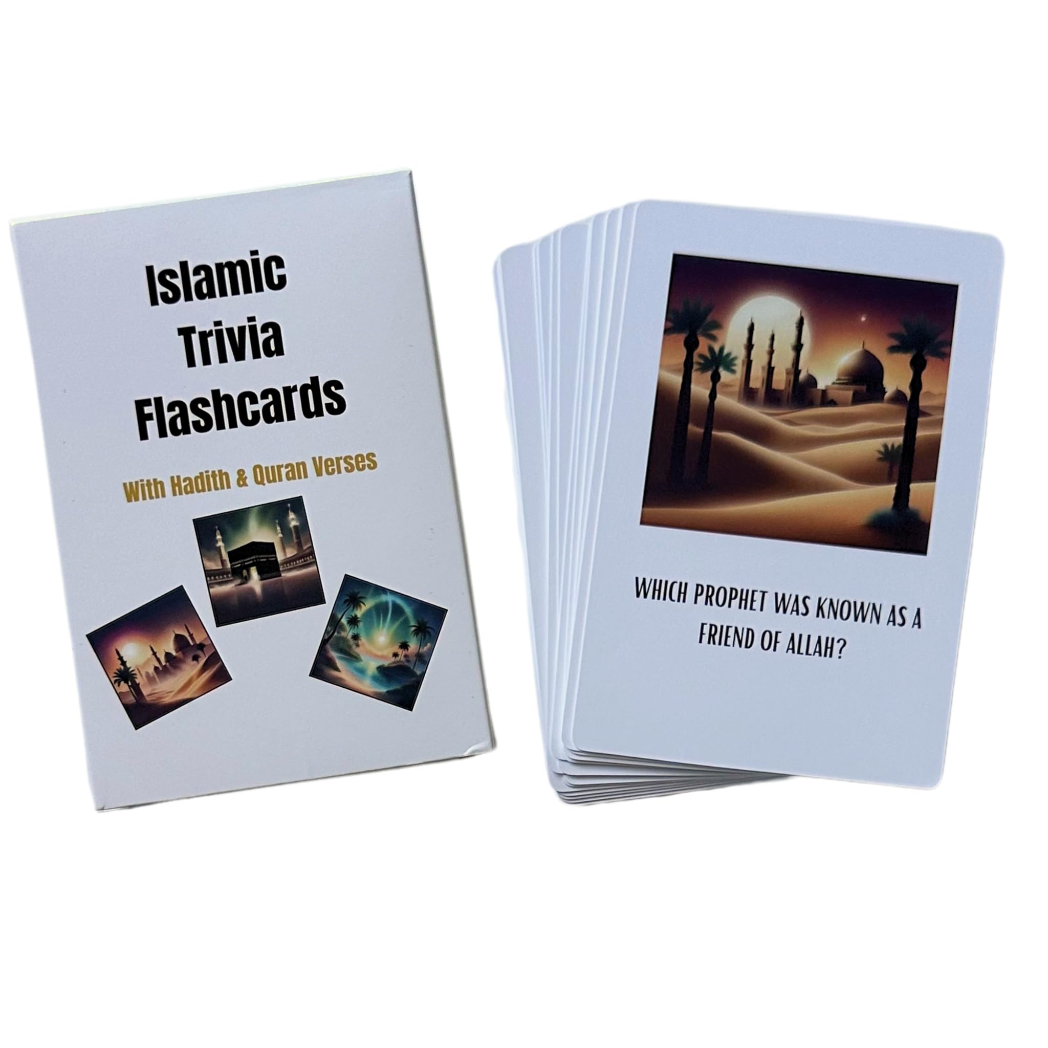 Deen Supplies Islamic Trivia Cards 100 Engaging Questions & Answers with Quranic and Hadith References | Perfect for Learning, Family Game Nights, and Islamic Gifts | All Ages, Minimalist Style