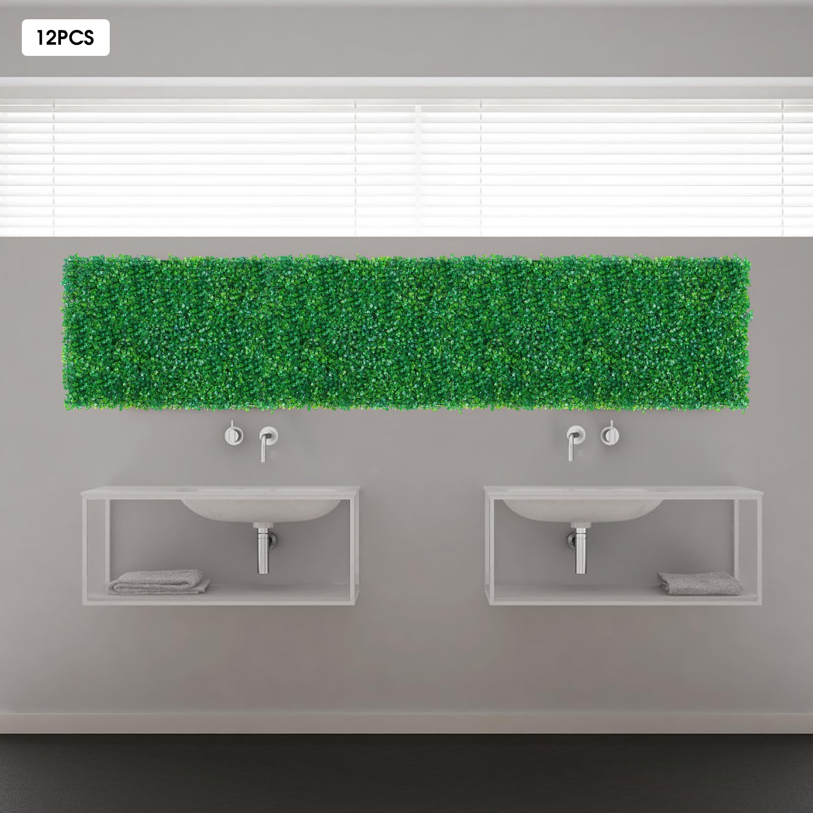 12 pezzi di piante artificiali da parete, pannello verde, decorazione per siepi, finti pannelli di bosso, per la casa, piante artificiali, erba artificiale, design a pannello a incastro, per terrazza