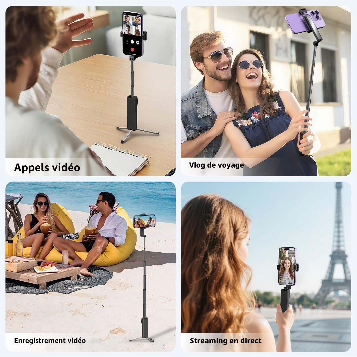 yAyusi Mini Trépied pour Perche à Selfie avec Télécommande, Trépied de Poche Portable pour iPhone, Petit Perche Selfie Téléphone Compact pour Voyage/Vlog/Enregistrement Vidéo/Diffusion Direct (Noir)