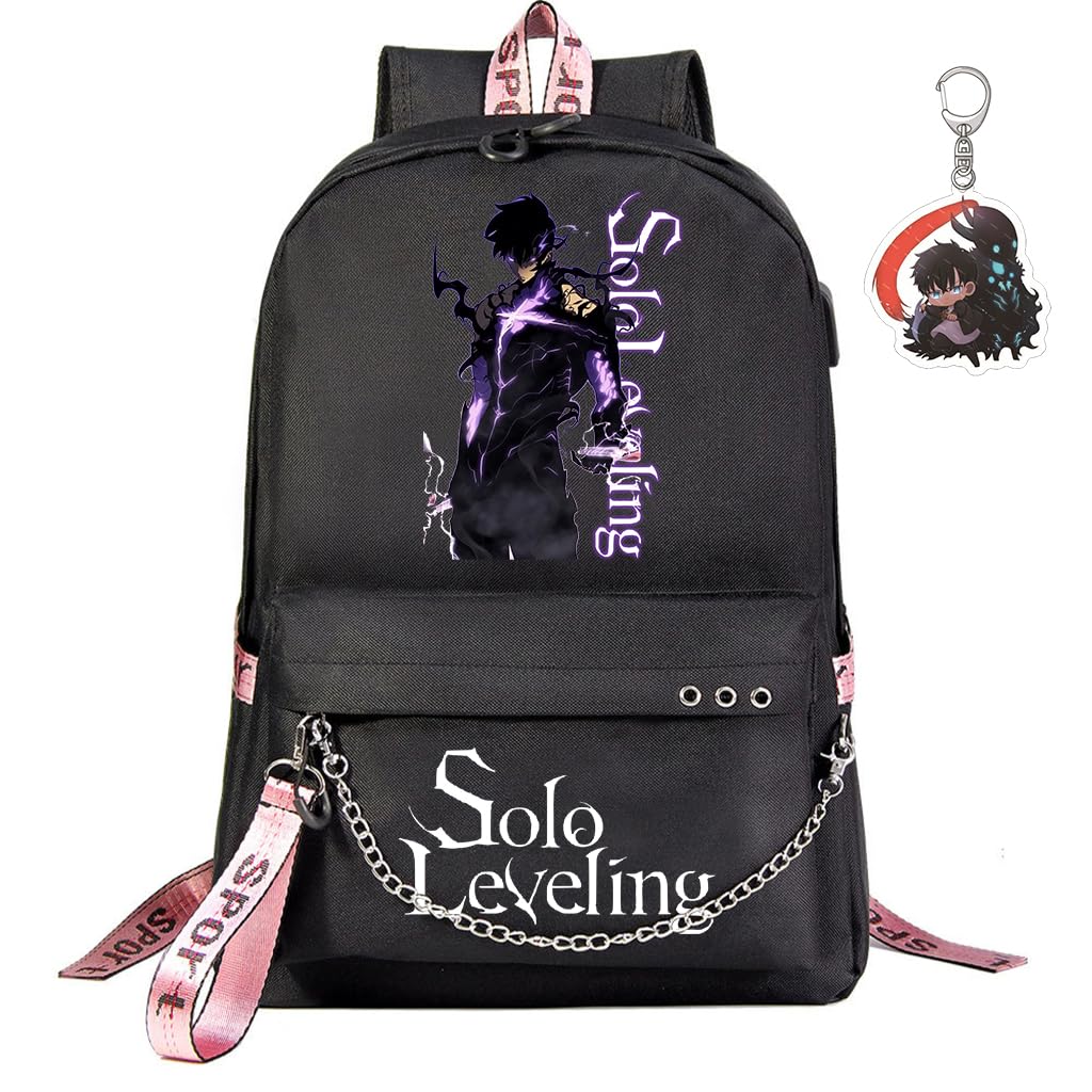 Solo Leveling Backpack Men Women Unisex Sung Jinwoo Rucksack Igris Anime Backpacks Casual (B02-)