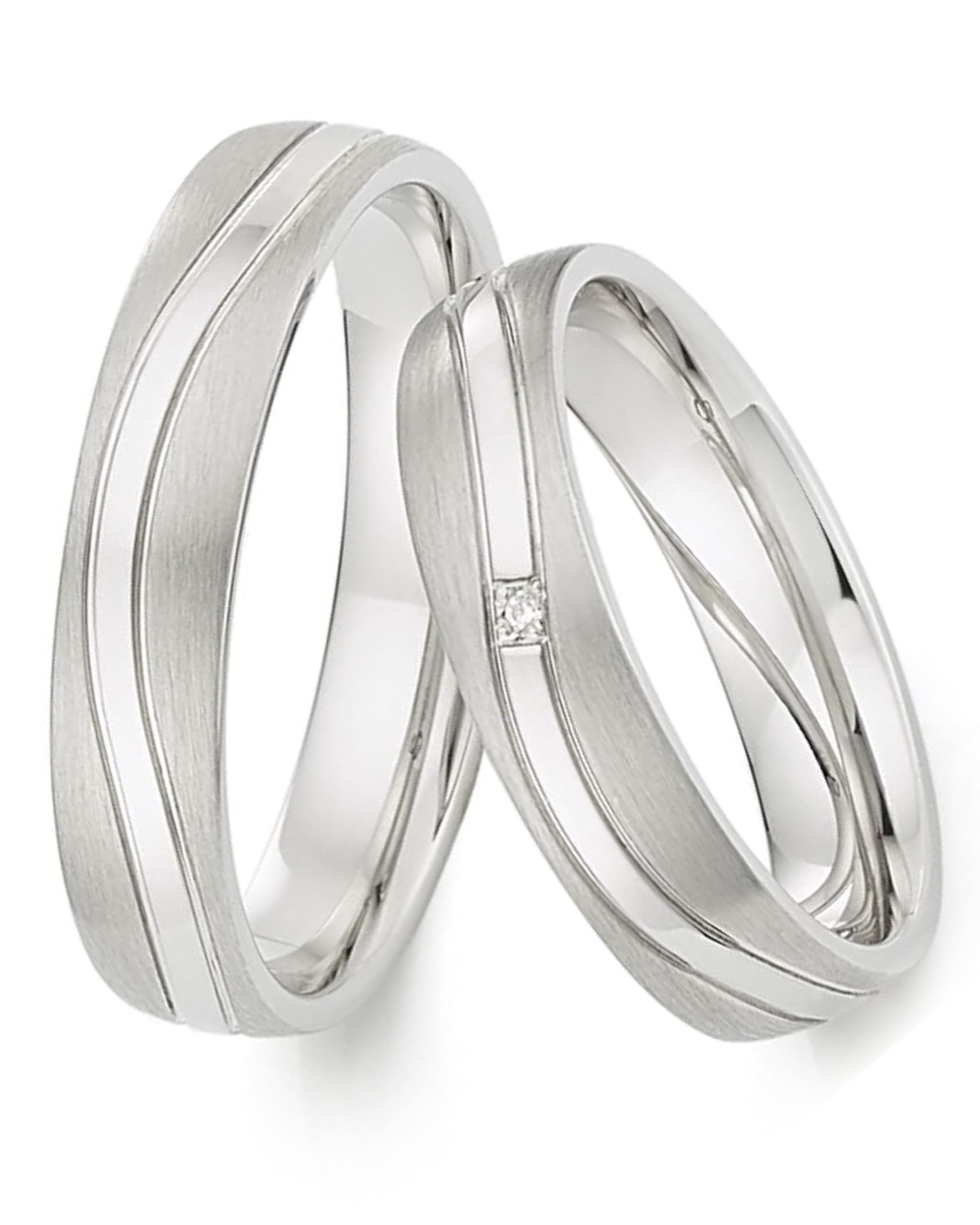 123traumringe Eheringe in 925 Silber I Partnerringe mit Etui & Gravur I Damenring mit 1 Zirkonia I Wählbare Ringgröße 50-70 mm I Verlobungsringe in 4,5 mm Breite & 1,7 mm Stärke I S85