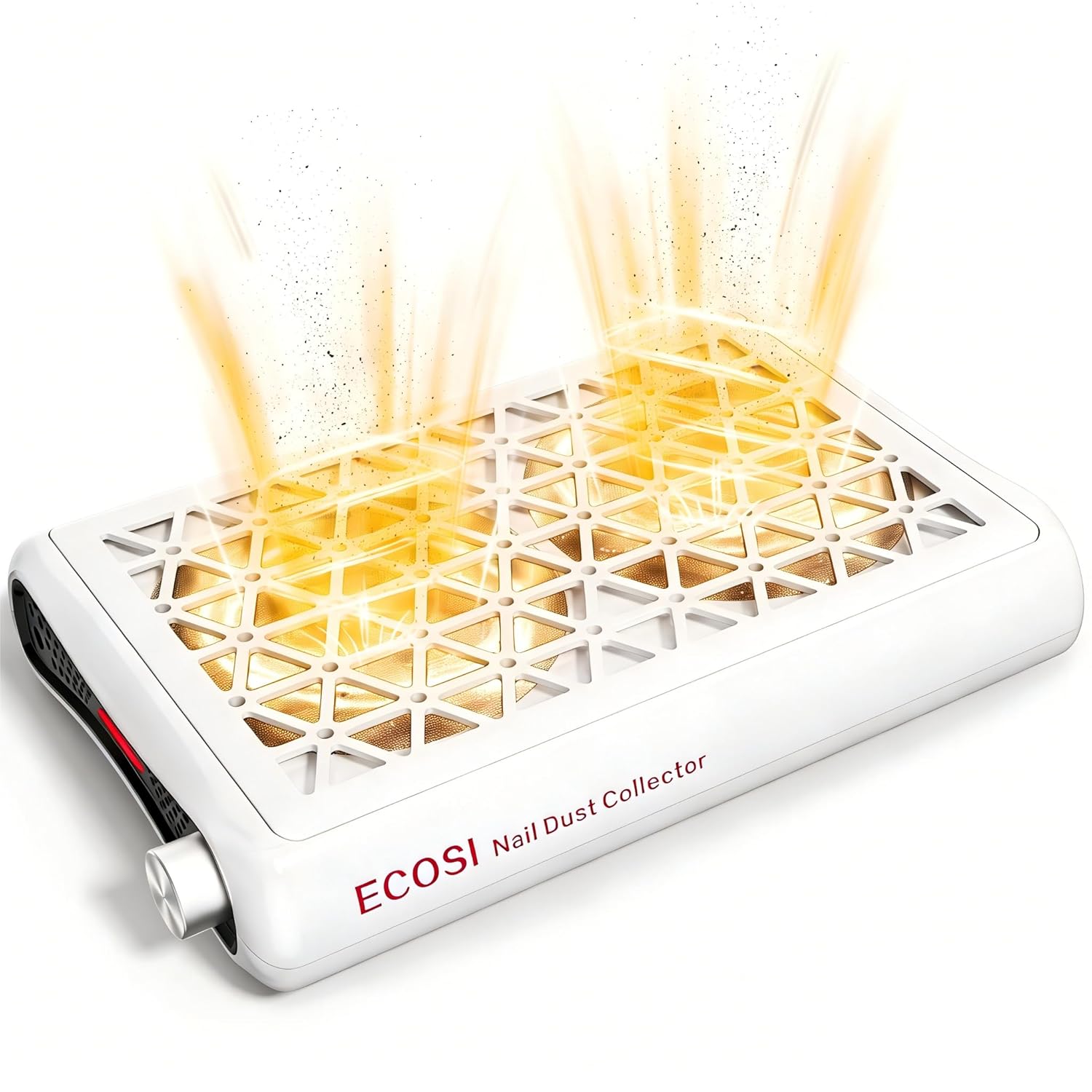 Nail Dust Collector, 8000RPM & 1600PA Dual Turbo Professional Vacuum Fan Dust Extractor with 30 Pcs Filter Papers, Stepless Adjustable Suction for Manicure, Salon Nail Tech & Home