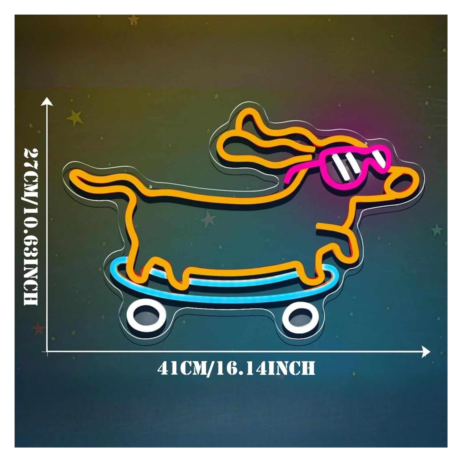 Scritta luminosa Insegna Al Neon Per Bassotti, Occhiali Per Cani Luce Dimmerabile Per Camera Da Letto, Bar, Negozio Di Animali, Amante Dei Cani Decorazione 41cmx27cm