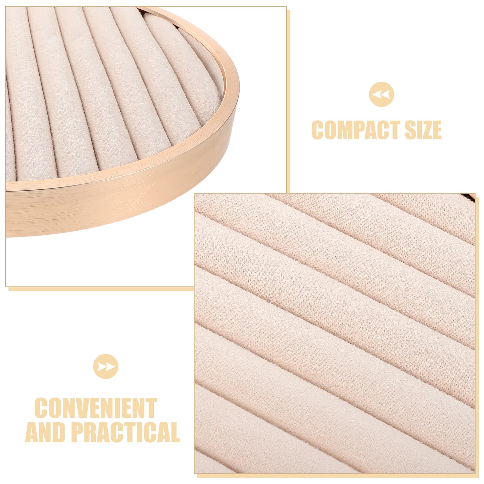 Vassoio Espositivo Gioielli Rotondo in Velluto Beige 11, 55 Pollici