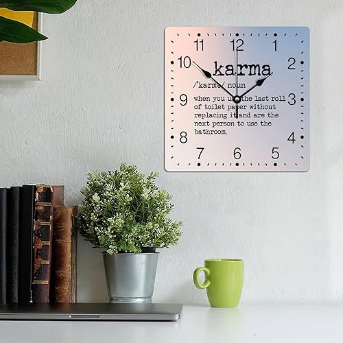 Miniatura 102 de Definición de recursos humanos Reloj de PVC con refranes inspiradores, números cuadrados, tipografía, impresión de poste de 12 pulgadas, silencioso