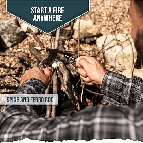 Miniatura 10 de Cuchillo de supervivencia  Cuchillo de cuello Bushcraft para hombre, juego de regalo de hoja fija, hoja EDC D2 de espiga completa, mango