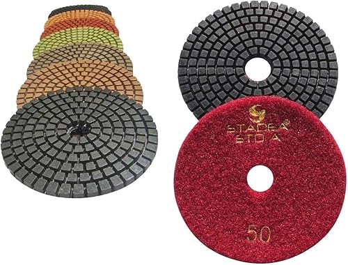 STADEA Grit 50 4" Diamond Pulir Pads Premium Grado Mojado Flexible 3 MM Alto