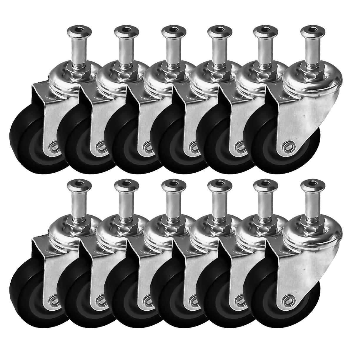 FactorDuty 6 Pack Heavy-Duty 2" Swivel Caster Wheels for Creeper Service Cart Stool Post Mount