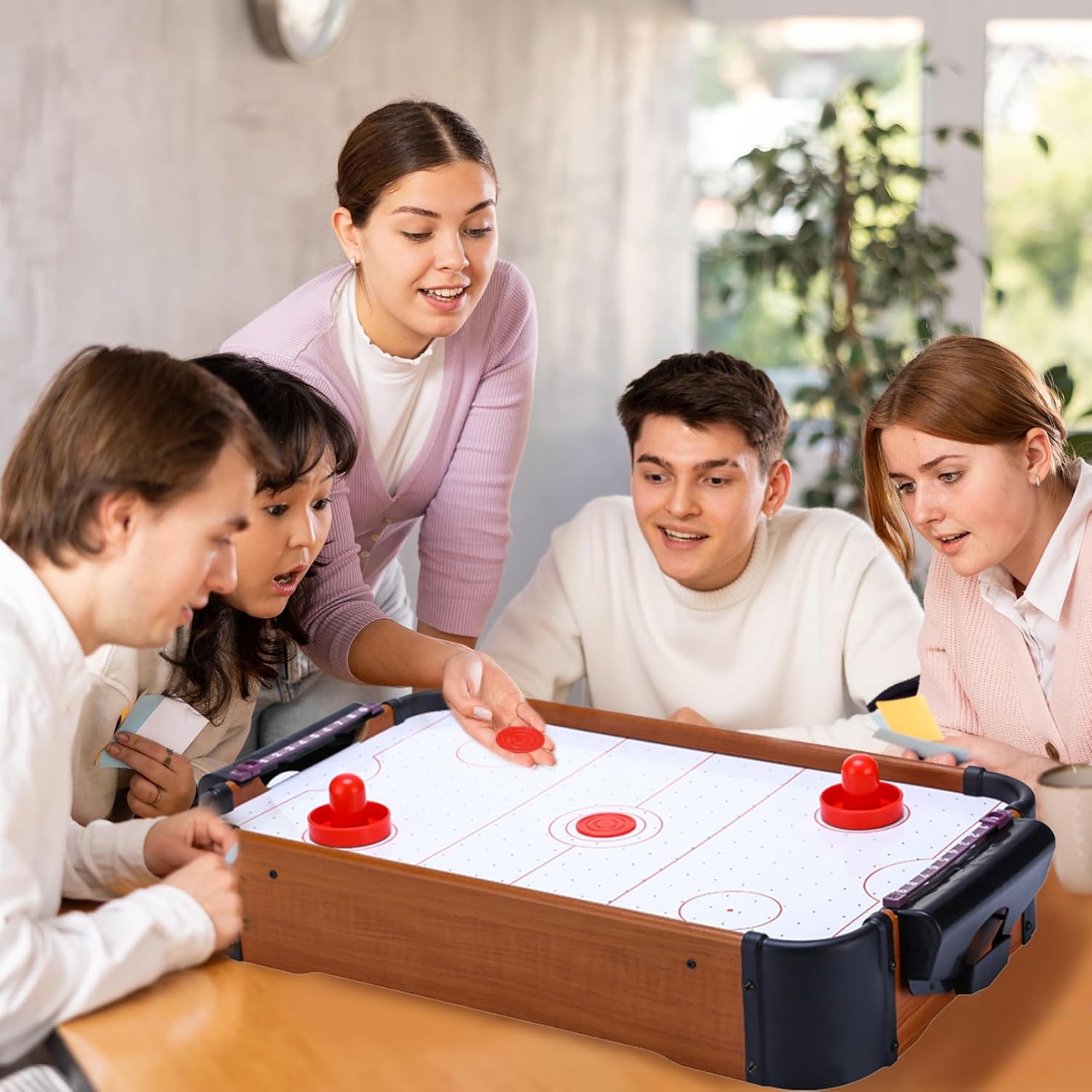 Air Hockey Game Table 20 Inch Tabletop Air Hockey Table with 2 Pucks and 2 Pushers, Tabletop Air Hockey Game with Powerful Fan for Kids Game Room, Living Room..