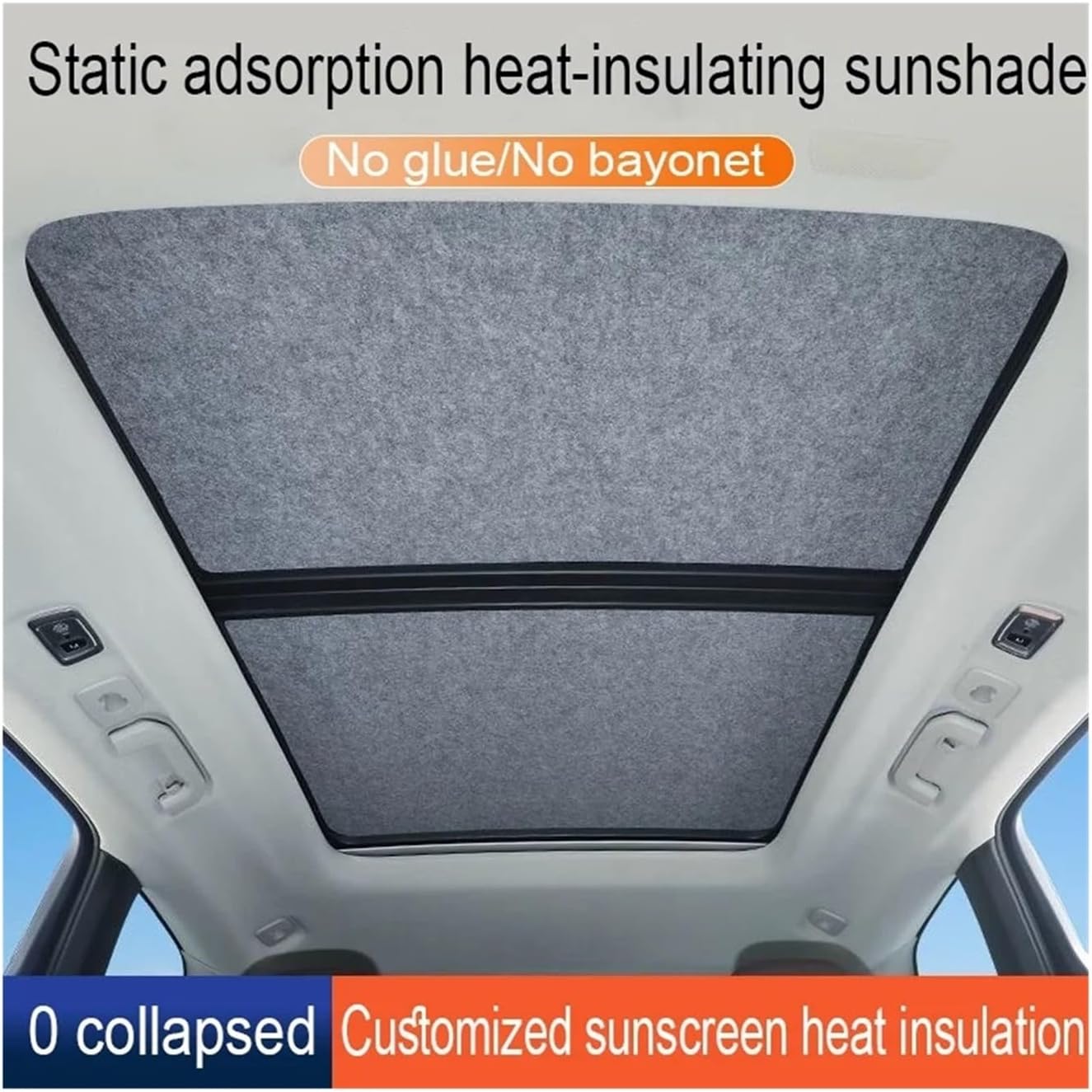 Compatible For Renault Espace 2024~2026 25 Car Panoramic Sunroof Insulation Roof Visor Electrostatic Adsorption Suede Fabric Sun Protection(Suede Fabric Gray)