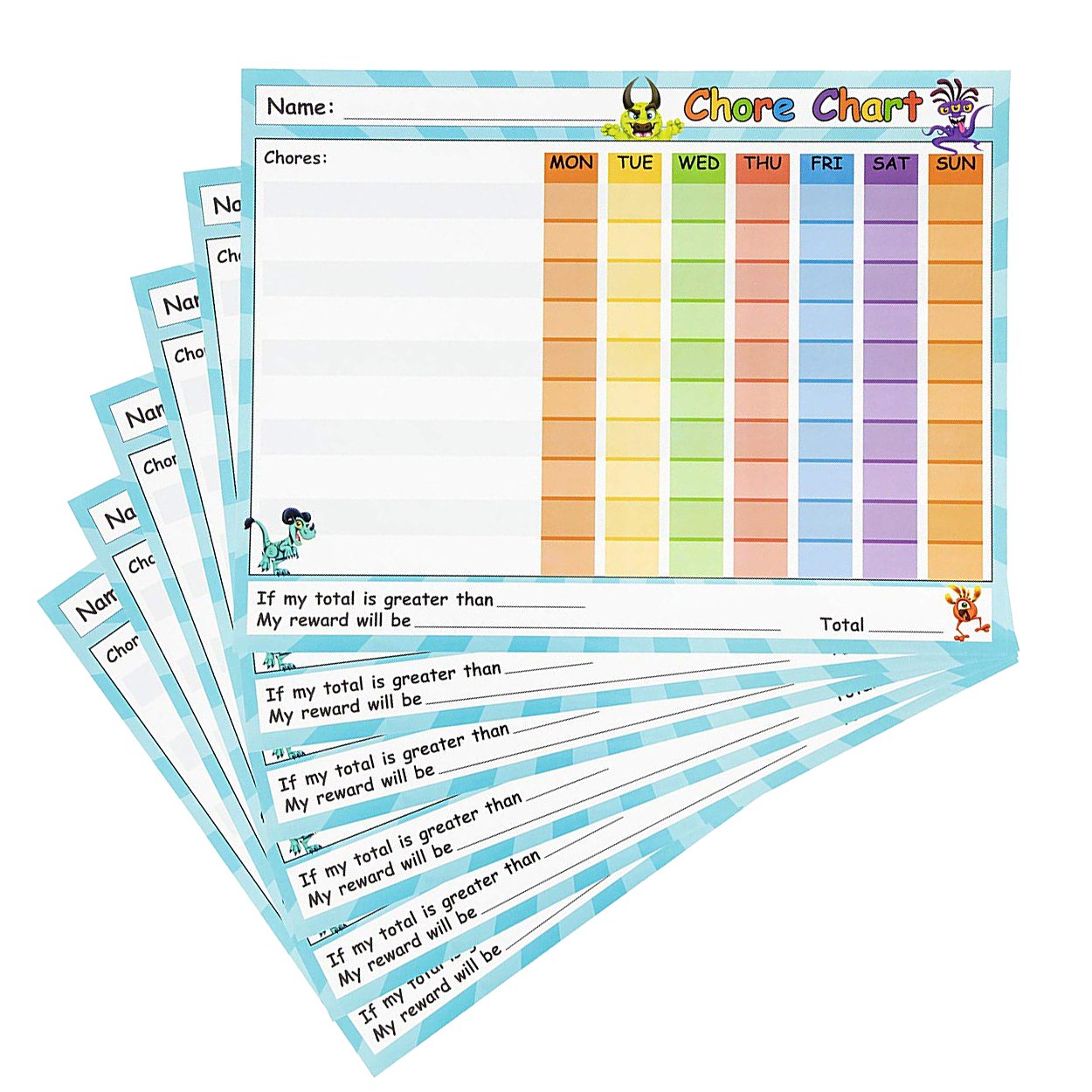 Buy Chore Chart 6Pack Dry Erase Reward Chart for Kids, Teach