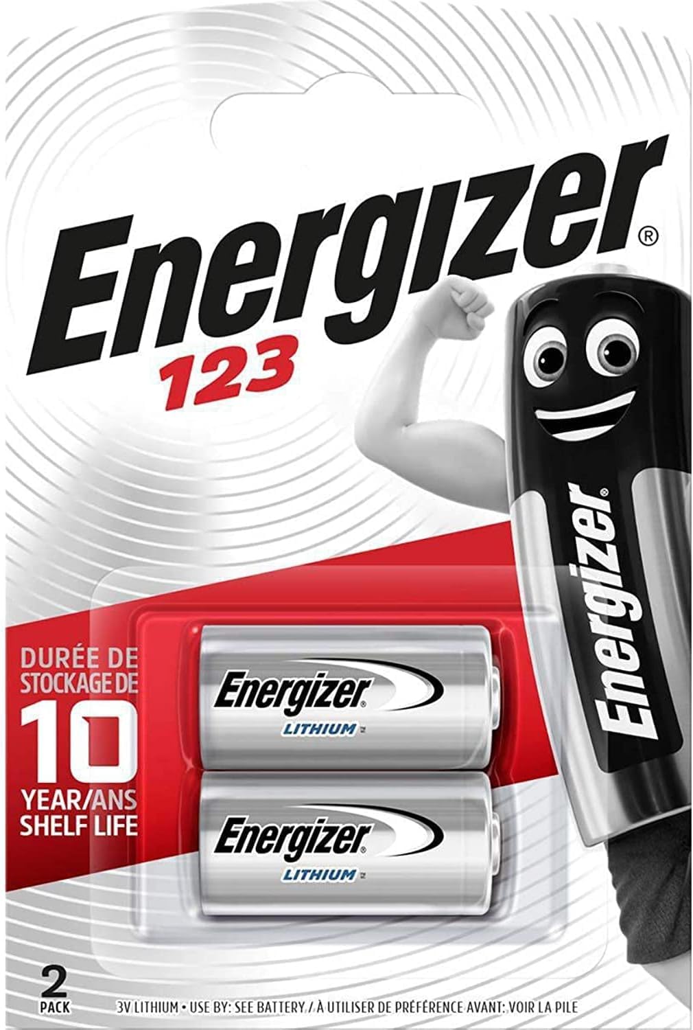 Energizer CR123 Batteries, 3V Lithium Battery, 2 Pack