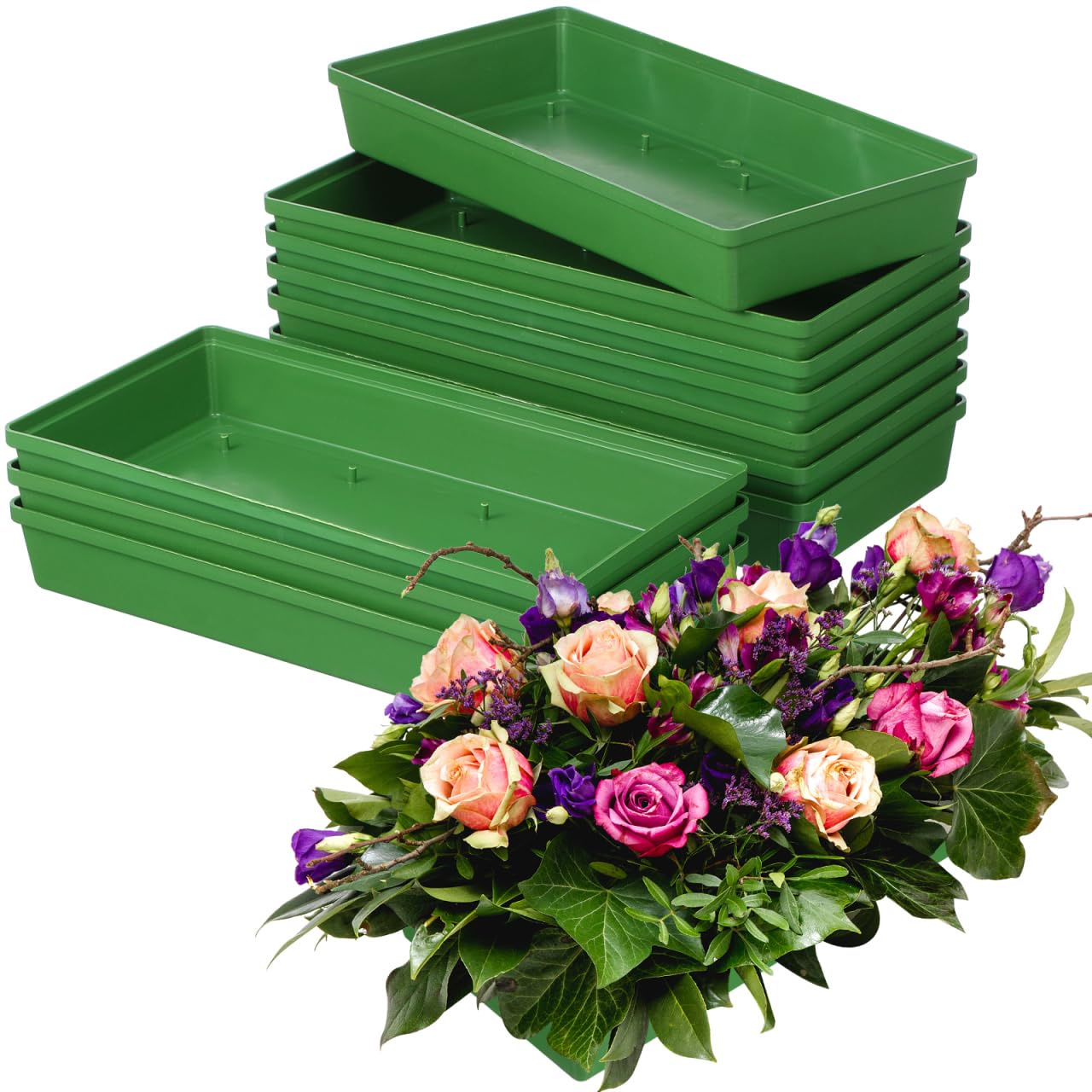 NUOBESTY Lot de 10 Plateaux en Mousse pour Composition Supports Réutilisables pour Décorations Mariage Fête Fixation Facile des Fleurs