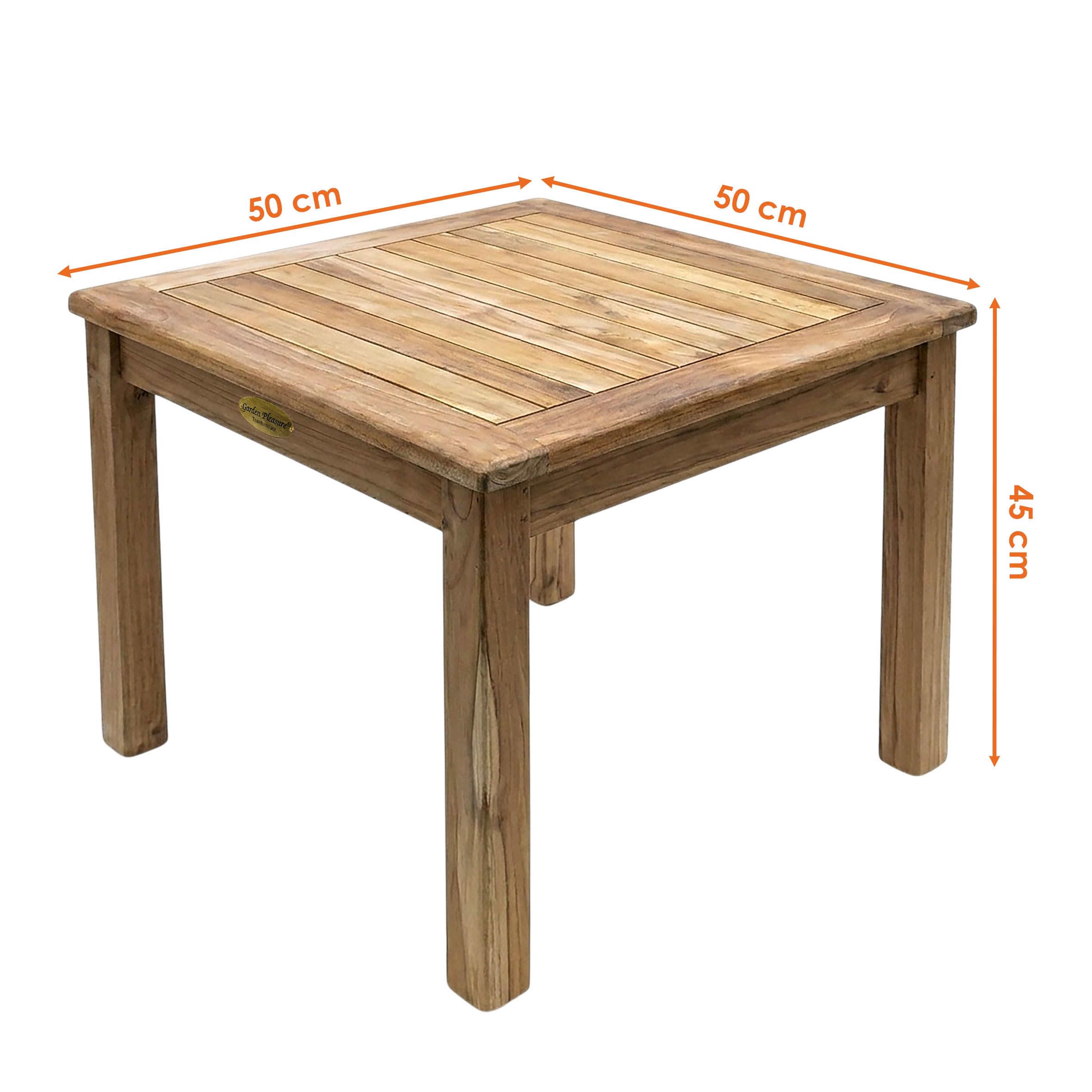 Spetebo Tavolino da giardino in legno di teak massiccio, 50 cm | Tavolo da giardino in legno massiccio, per giardino, terrazza, balcone, per piante e fiori
