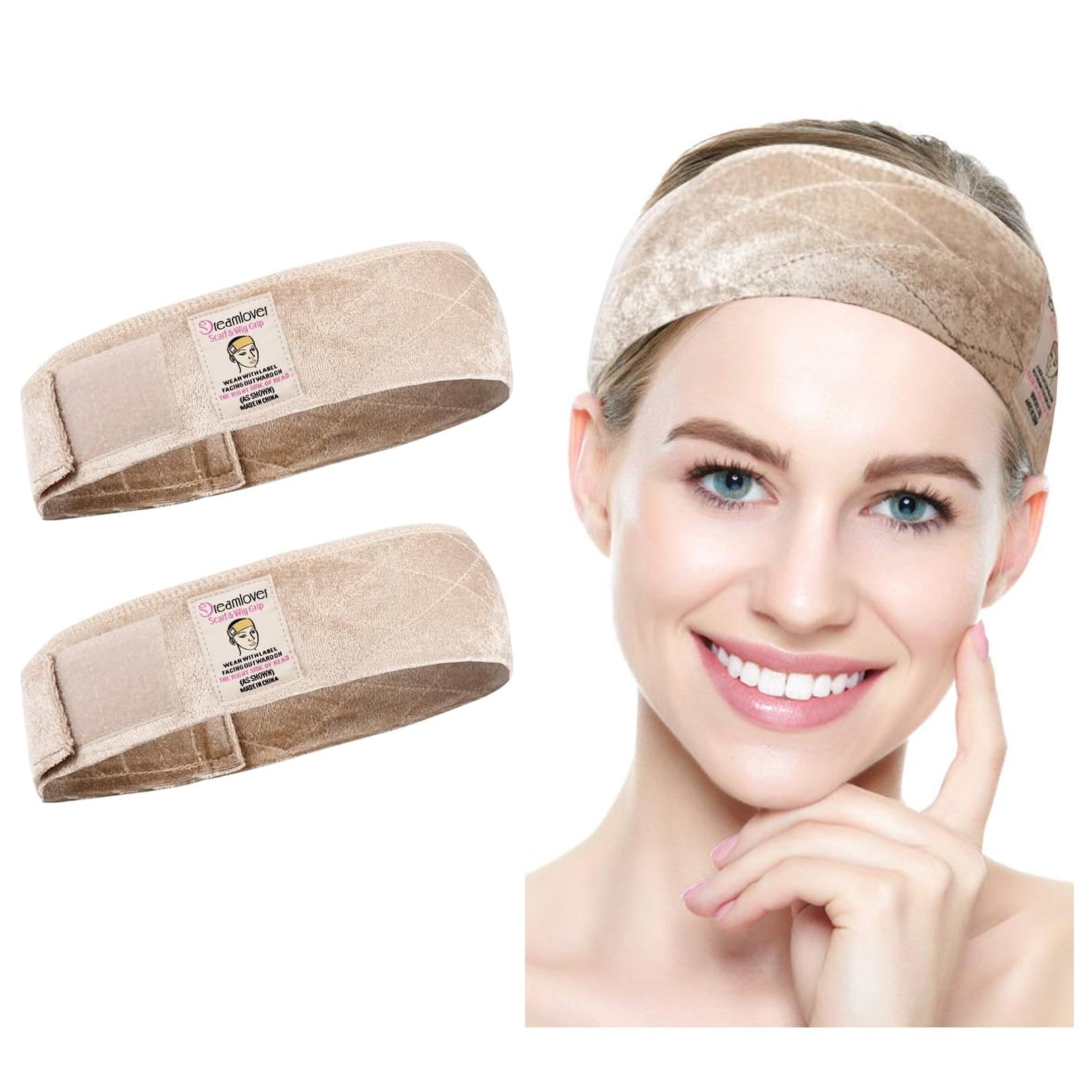 2Pcs Wig Grip,Velvet Wig Grip Band,Adjustable Non-Slip Headband for Wigs,Band to Hold Wig in Place,Chemotherapy Patients