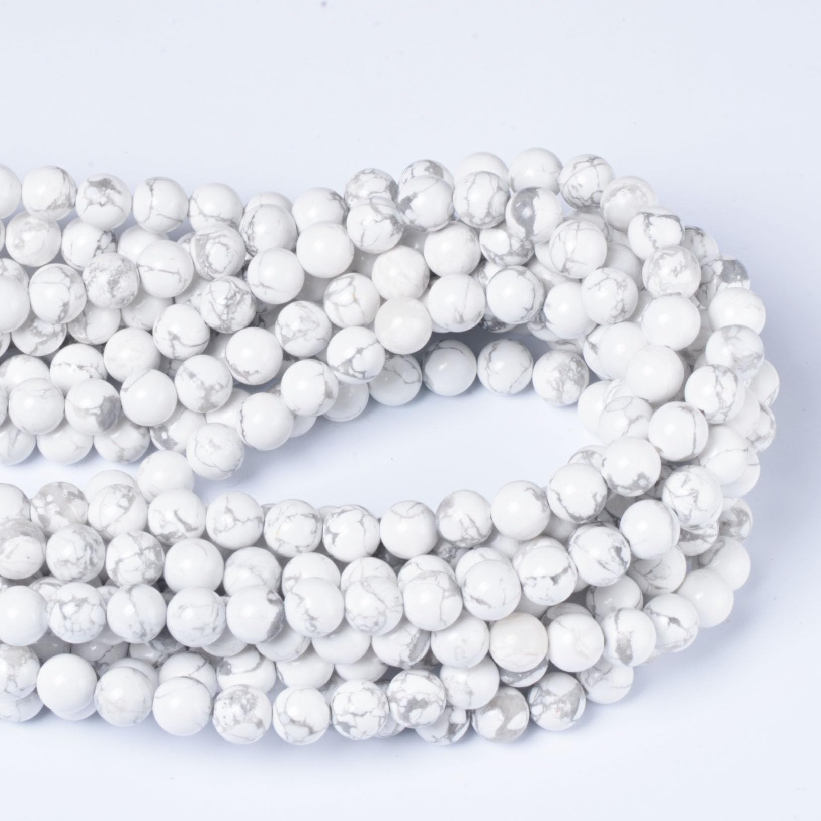 8mm Round White Howlite Natural Stone Beads for Jewellery Making Gemstone Beads for Crafting (45-50Pcs) - Image 2