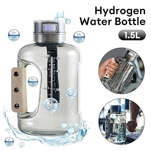 Miniatura 5 de Nueva botella de agua de hidrógeno de gran capacidad,Botella de agua de hidrógeno a prueba de caídas de cuero de 1,5 litros,2500PPD concentración