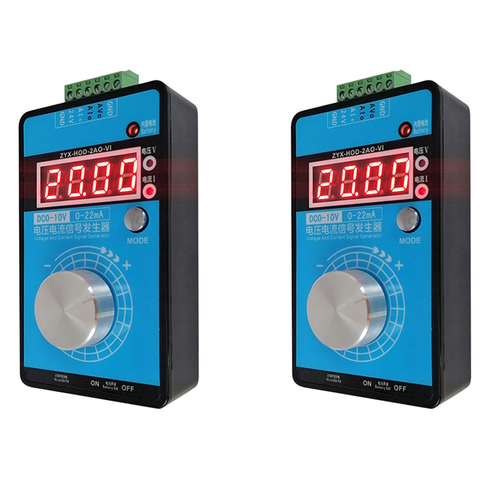 Jnchdghwa As Shown 2X 0-5V-10V 0-20Ma/4-20Ma Signal Generator Adjustable Current Voltage Analog Signal Sources Output 24V(No Battery)