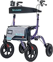 Vista 8 de ELENKER Andador todoterreno con asiento, andador rodante para exteriores, ruedas delanteras de 12" sin cámara de aire, diseño plegable compacto