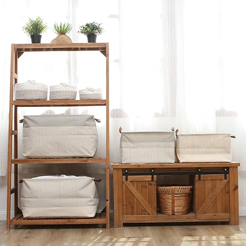 Miniatura 2 de Hinwo Cesta de almacenamiento de gran capacidad de 70 litros con asas, contenedor de almacenamiento de tela de lona, caja de almacenamiento