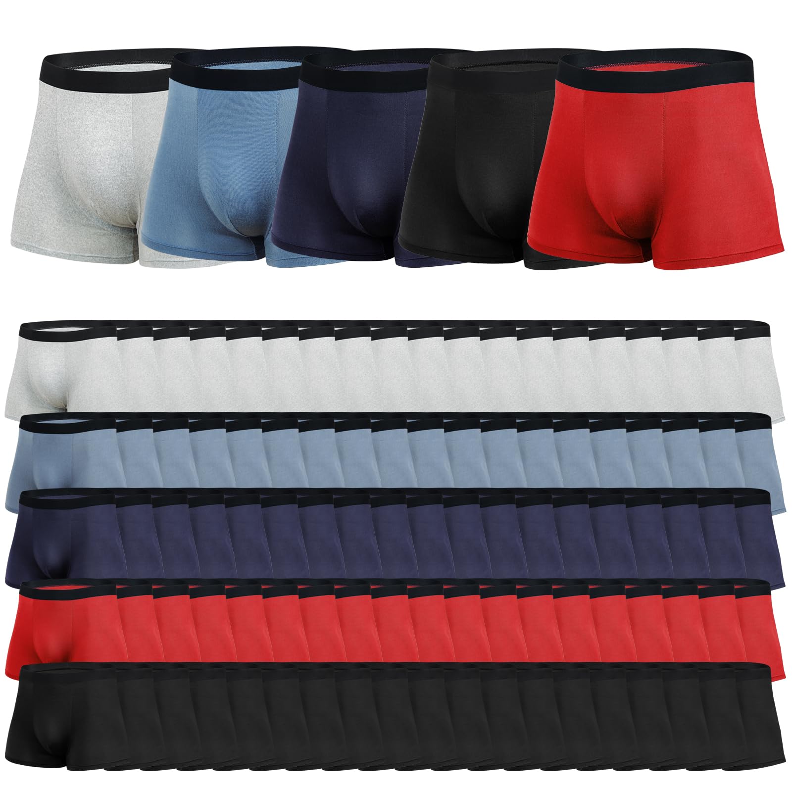Sophproton 100 Pack Mens Cotton Boxer Briefs Bulk Pack Comfy Breathable Underwear Assorted Colors Sizes Underwear for Shelters