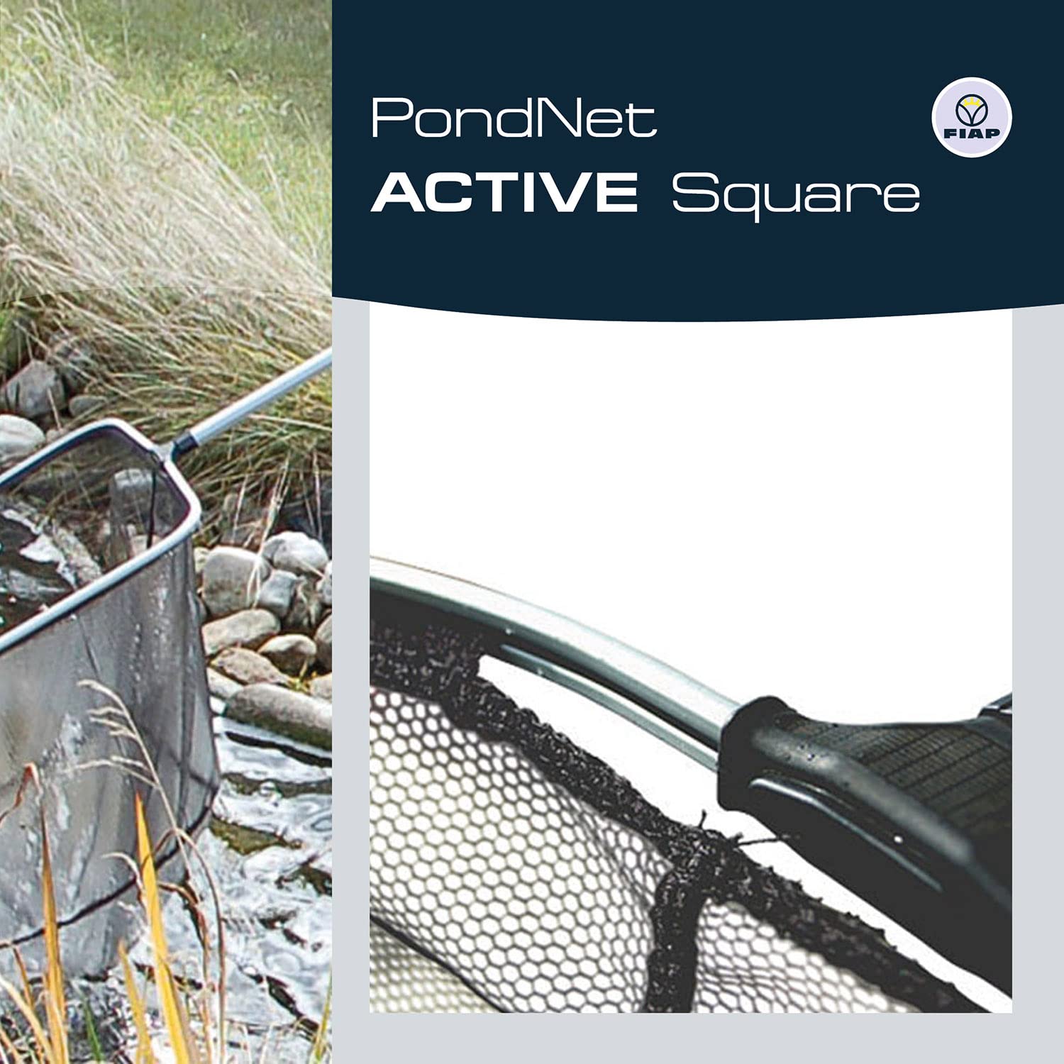 FIAP PondNet Active Square - 350 x 350 mm - Profi - Teichkescher - Kescher - Fischkescher - Teichzubehör - Zubehör - Teichreinigung - Reinigung - Gartenteich