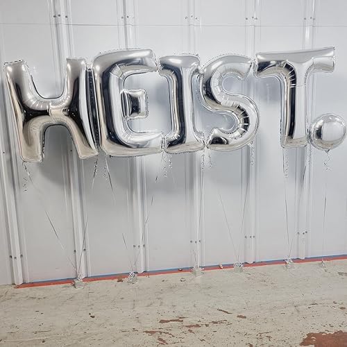 Vista 28 de Globos plateados de la letra M de 40 pulgadas, globos grandes del alfabeto M, globos plateados de papel de aluminio para decoración de cumpleaños