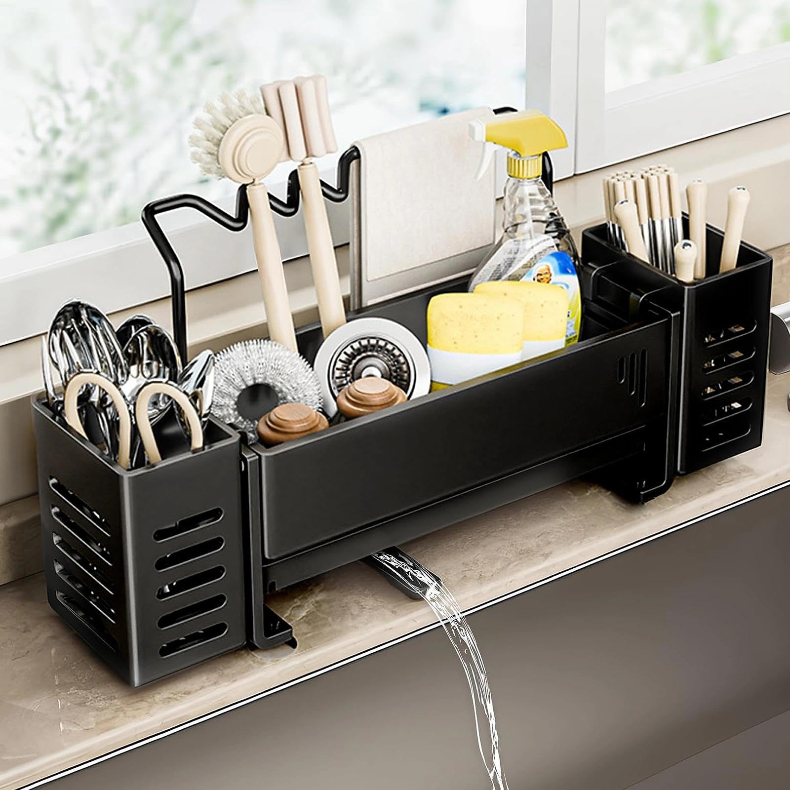 Spülbecken Organizer Kitchen Organizer Spüle Schmal 8cm mit Abflusspfanne